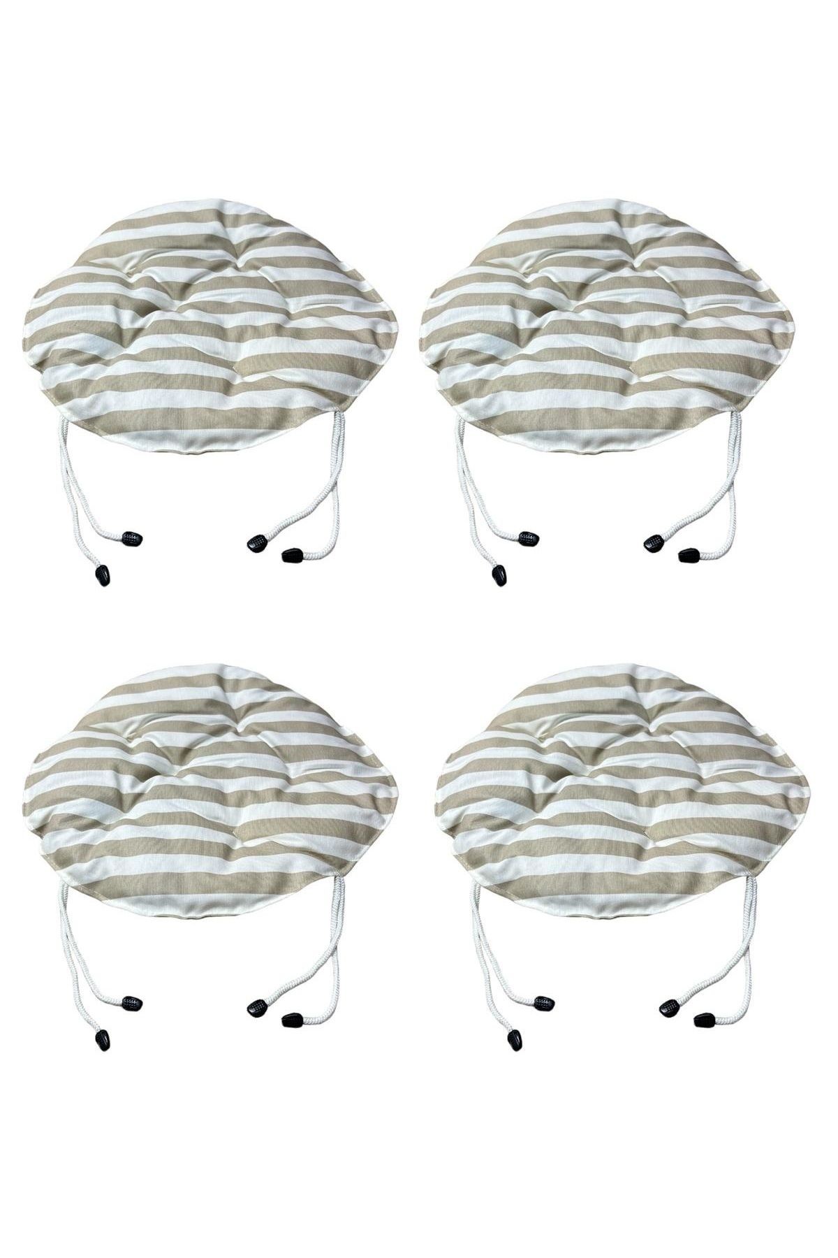 4 ADET 40X40 Cm Yuvarlak Tabure Minderi - Sandalye Minderi - Puf Minder