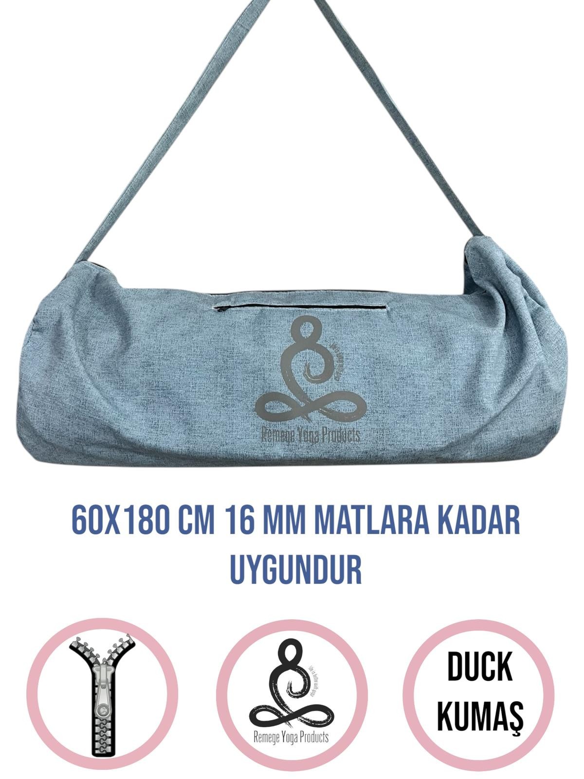 Mat Taşıma Çantası, Yoga Fitness Silindir Antrenman Çantası + 2 Adet Mat Toplama Lastiği - mavi