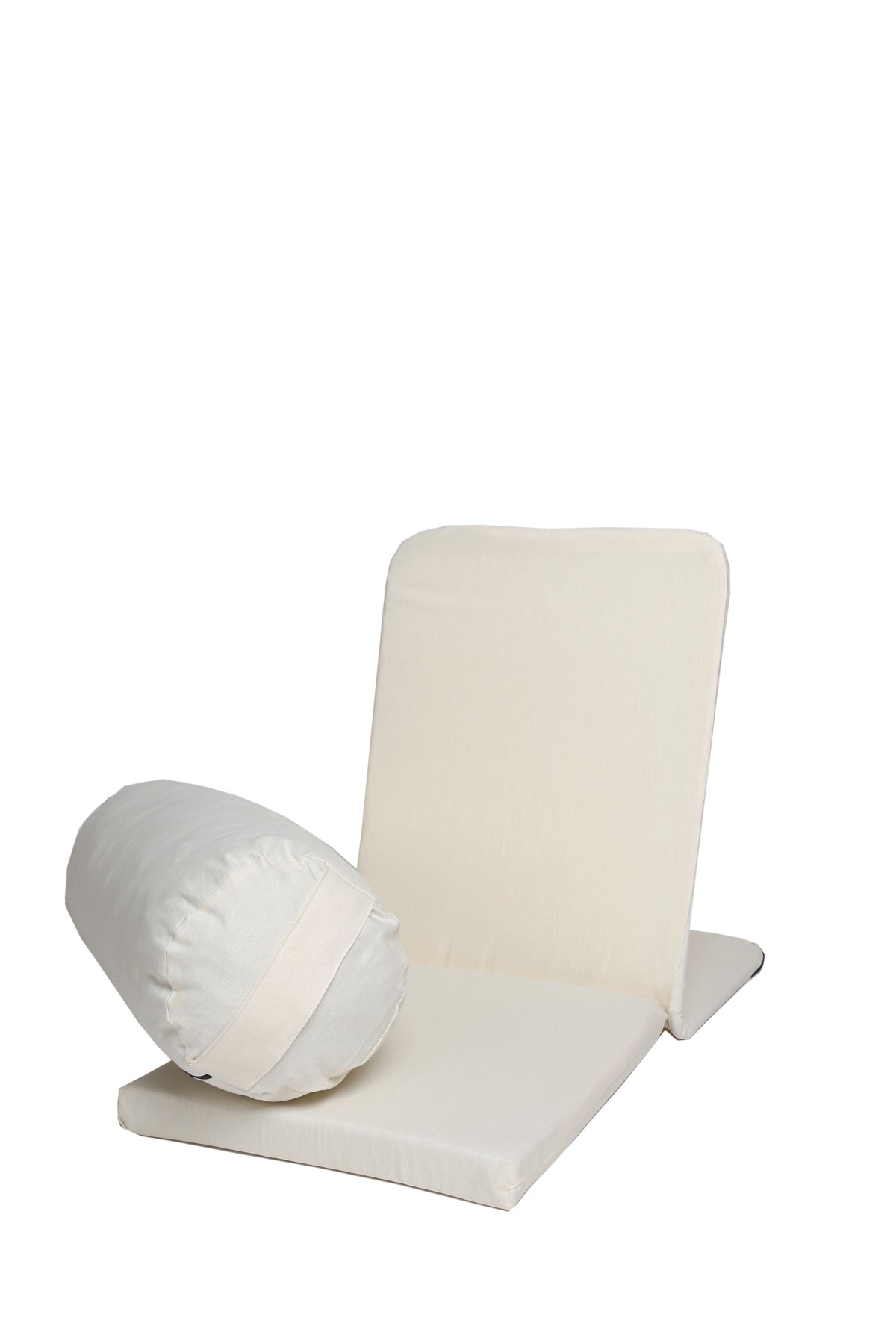 Meditasyon Sandalyesi (Backjack) + Silindir Yoga Bolster Minderi İkili Set / Duck Kumaş - krem