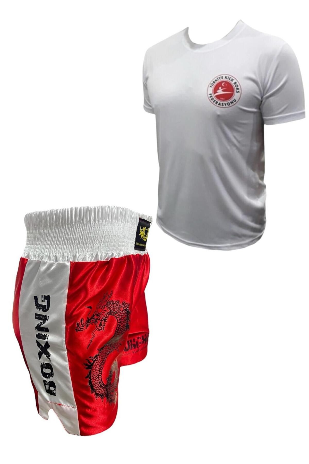 Dijital Baskılı Kick Boks Şortu - Kick Boks Tişörtü - Kickboks Şort Tişört Takımı ikili Set