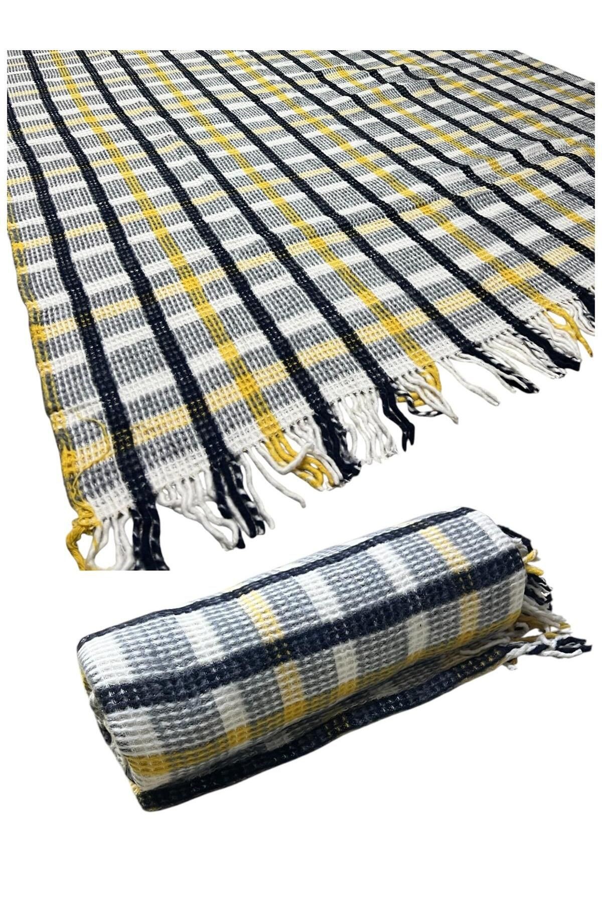 Yoga Battaniyesi, Örme Kumaş Yoga Battaniyesi - Çok Amaçlı Desenli Yoga Nefes Battaniyesi 150x190 Cm - sarı-siyah-bej