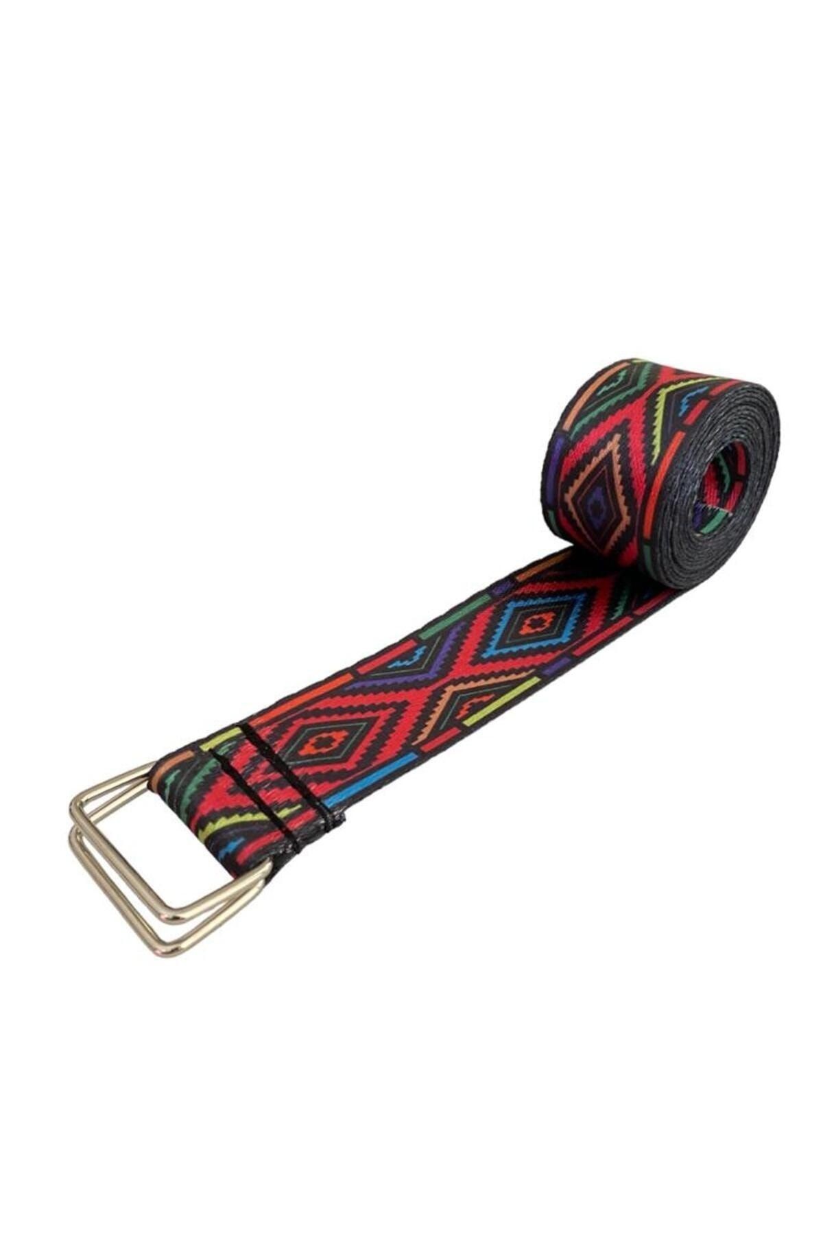 Yoga Kemeri - Desenli Metal Bağlantılı 200 Cm Yoga Kemeri - Yoga Kayışı