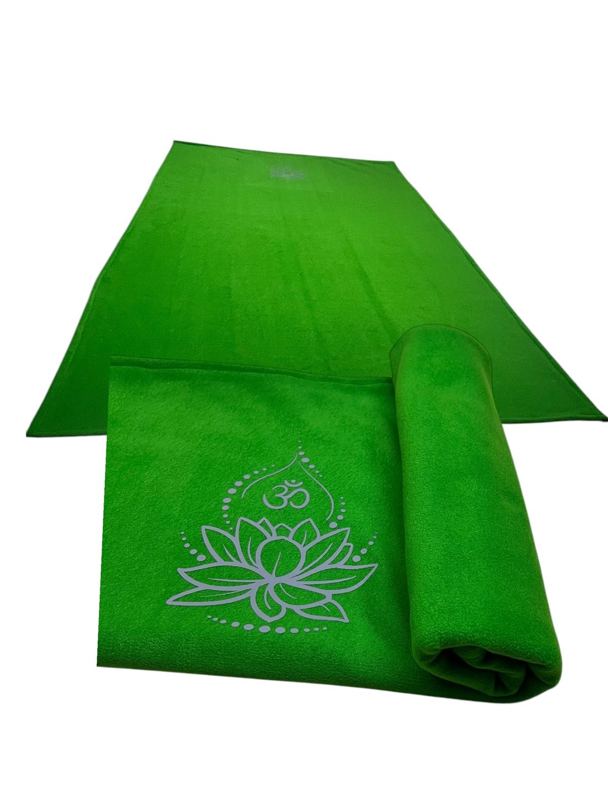 Lotus Çiçeği Baskılı Polar Yoga Battaniyesi  - yeşil