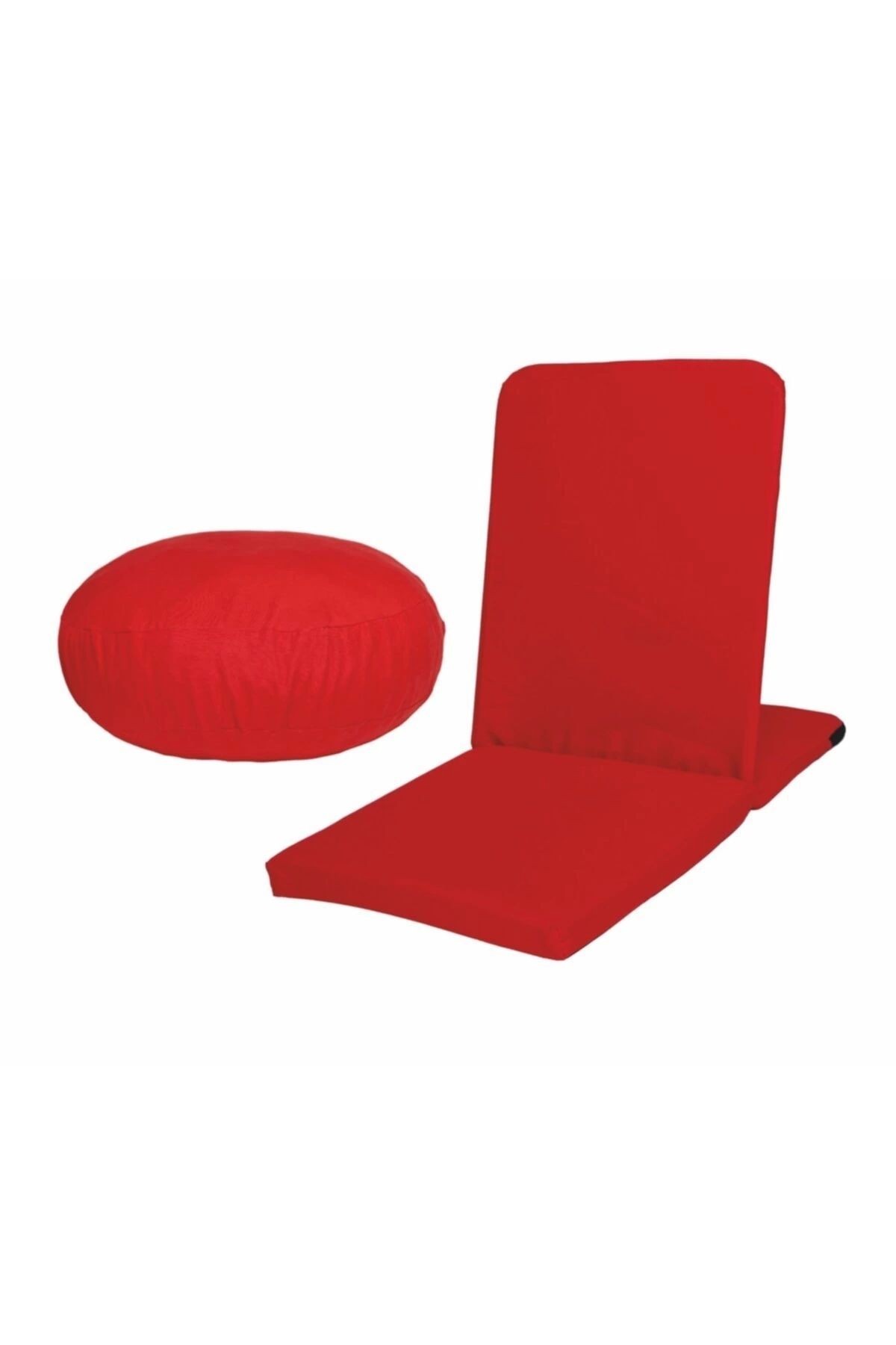 Meditasyon Sandalyesi Backjack + Bolster Minderi + Meditasyon Minderi Ikili Set Set - kırmızı