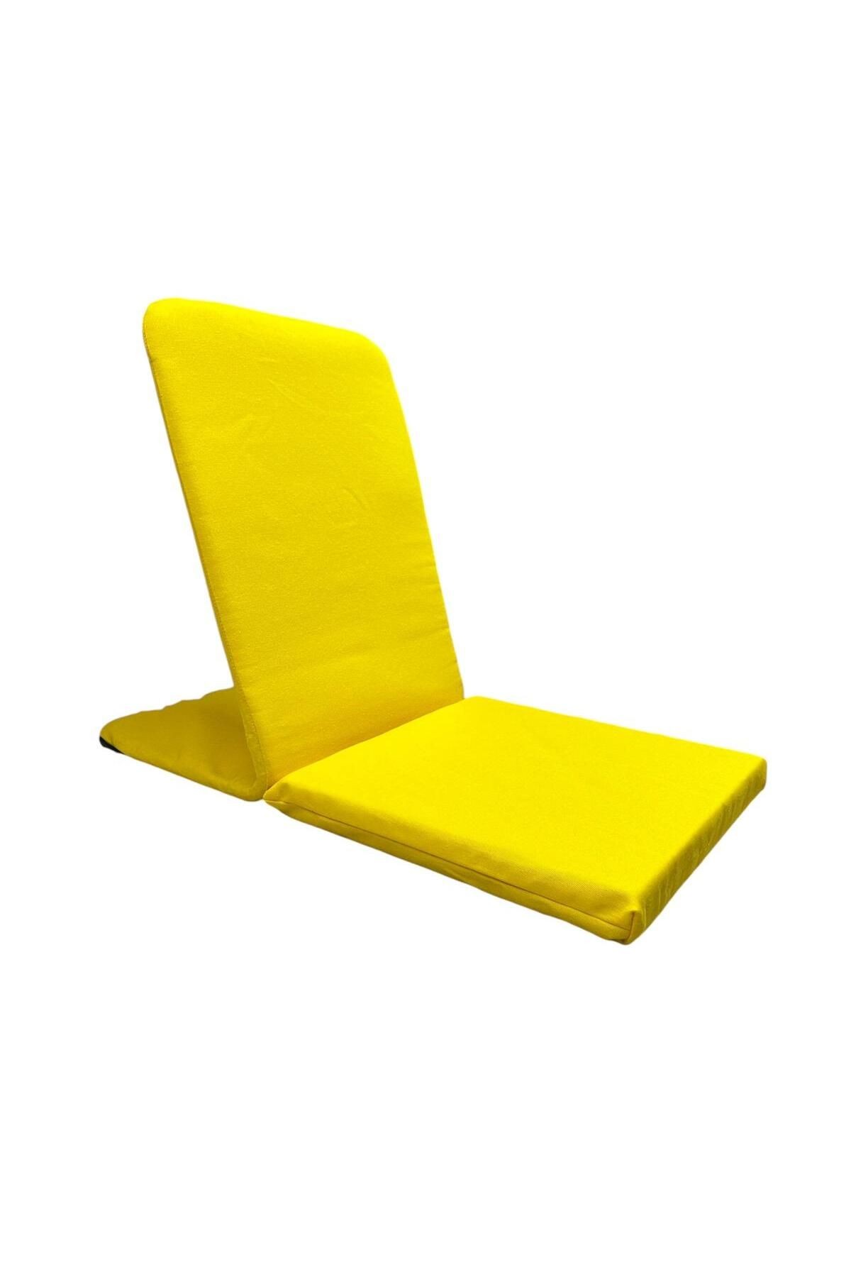 Meditasyon Sandalyesi Backjack Destekli Yer Minderi Poly Gabardin Pamuklu Kumaş - sarı
