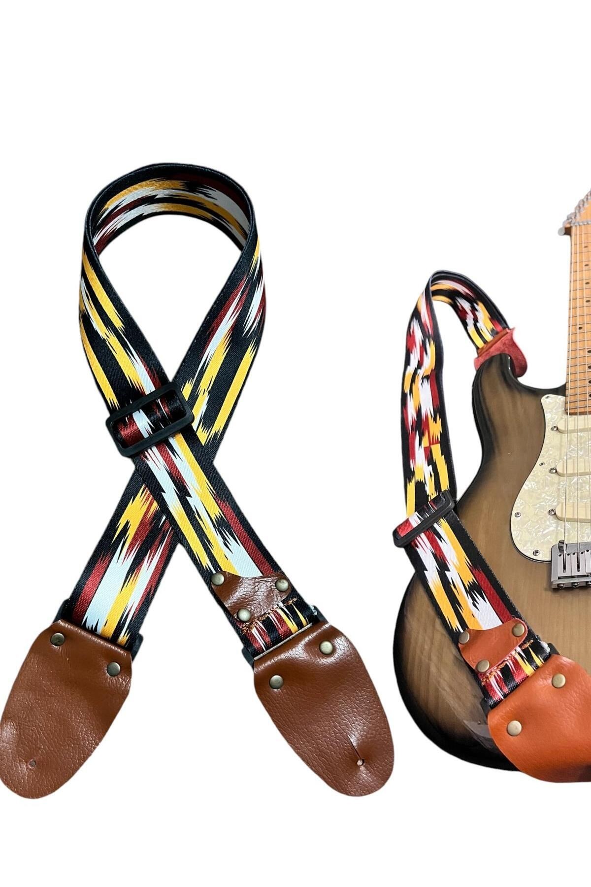 Hakiki Deri Askılıklı Gitar Askısı, Gitar Kayışı 5 Cm Kalınlık Max: 165 Uzunluk Cm Pena Hediyeli