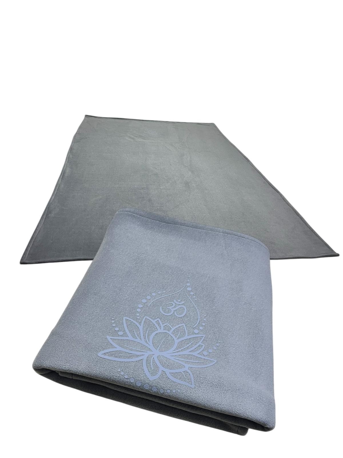 Lotus Çiçeği Baskılı Polar Yoga Battaniyesi  - gri