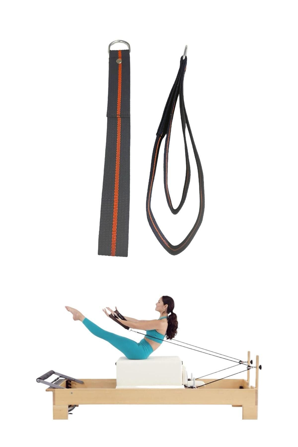 1 Çift Siyah-Beyaz Pilates Reformer Halatı +  1 Çift Pilates Reformer Elcik Straps - İkili Set