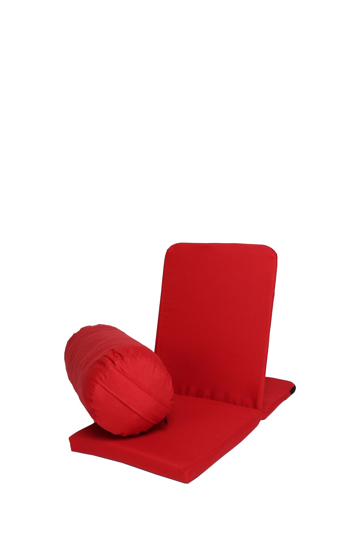 Meditasyon Sandalyesi (Backjack) + Silindir Yoga Bolster Minderi İkili Set / Duck Kumaş - kırmızı