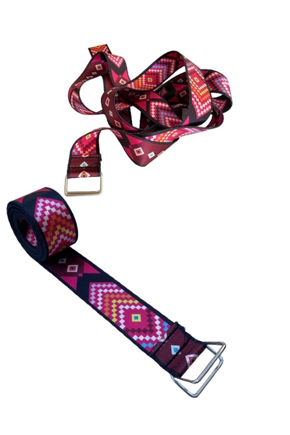 Yoga Kemeri - Desenli Metal Bağlantılı 200 Cm Yoga Kemeri - Yoga Kayışı