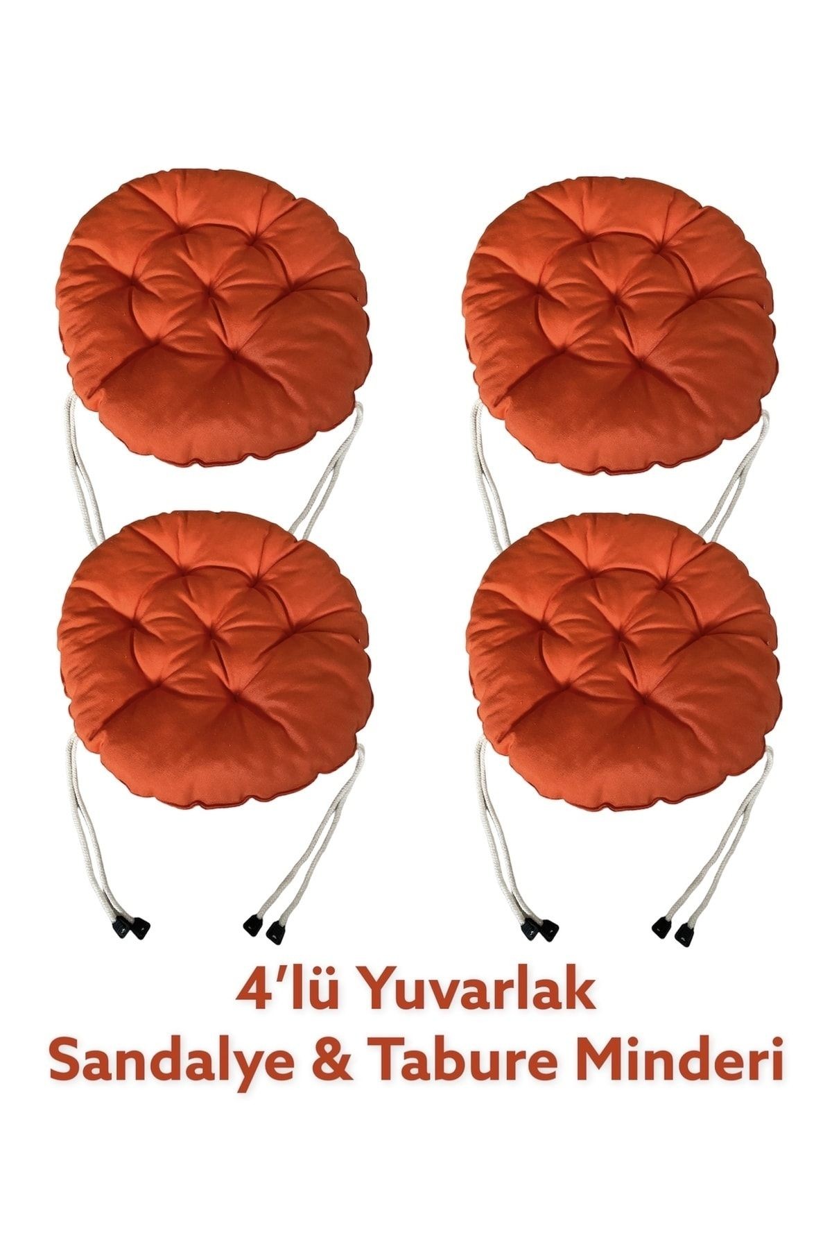 4 ADET 40X40 Cm Yuvarlak Tabure Minderi - Sandalye Minderi - Puf Minder