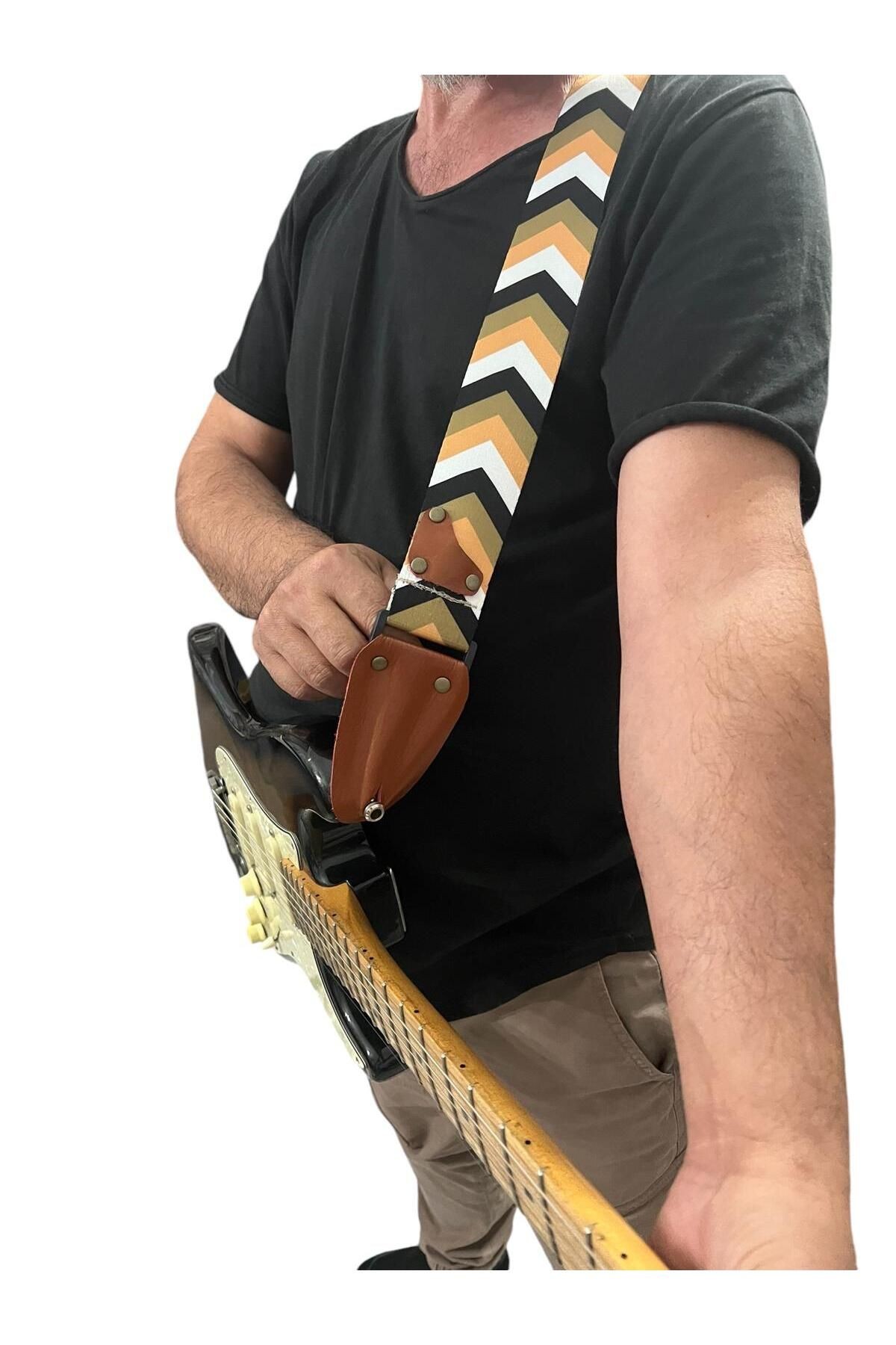 Hakiki Deri Askılıklı Gitar Askısı, Gitar Kayışı 5 Cm Kalınlık Max: 165 Uzunluk Cm Pena Hediyeli
