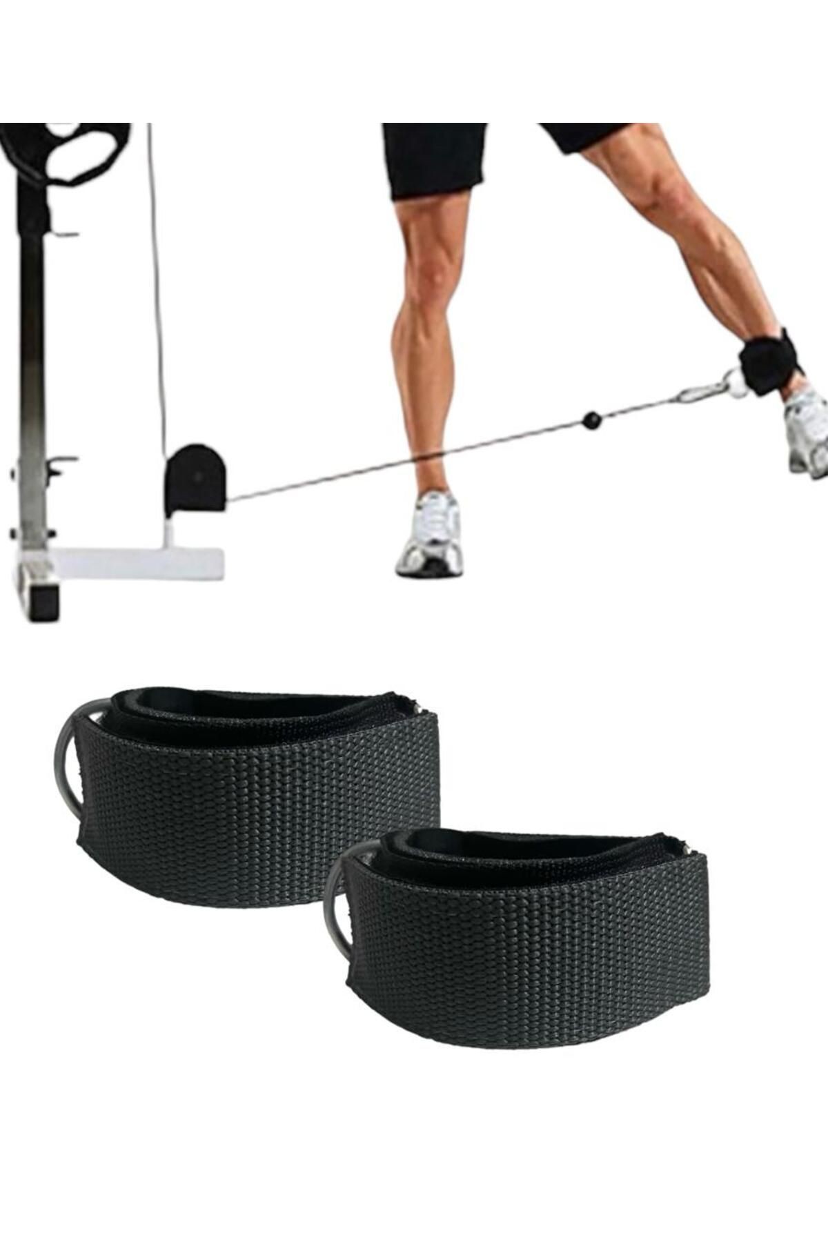 Ayak Bilek Kayışı  Fitness Ağırlık Çekiş Aparatı Direnç Egzersiz Lastiği Ayak Çekme Aparatı 2adet - füme