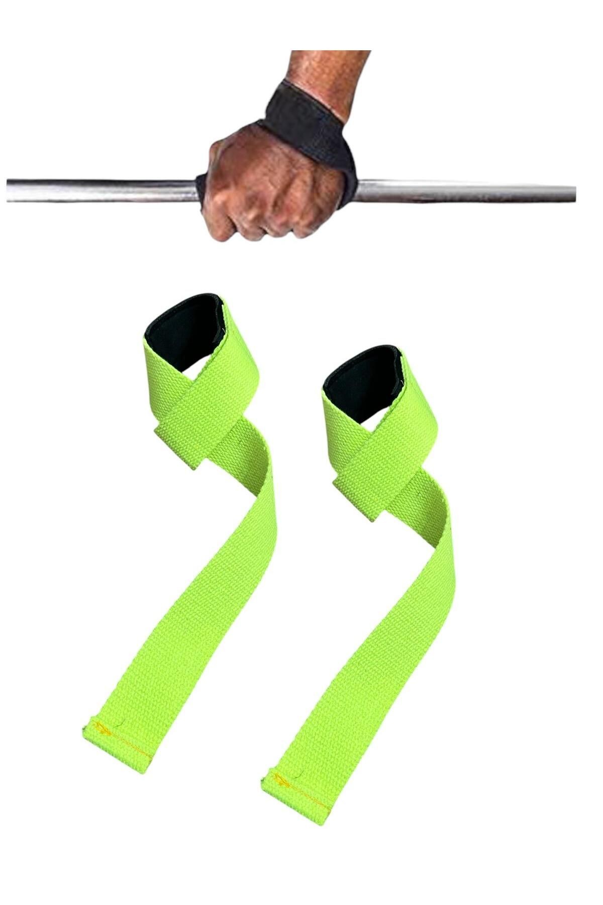 Deadlift Ağırlık Kaldırma Kayışı Strap Fitness Crossfit Ağırlık Kaldırma Kayışı Wrist Strap Baskısız - fosfor sarı