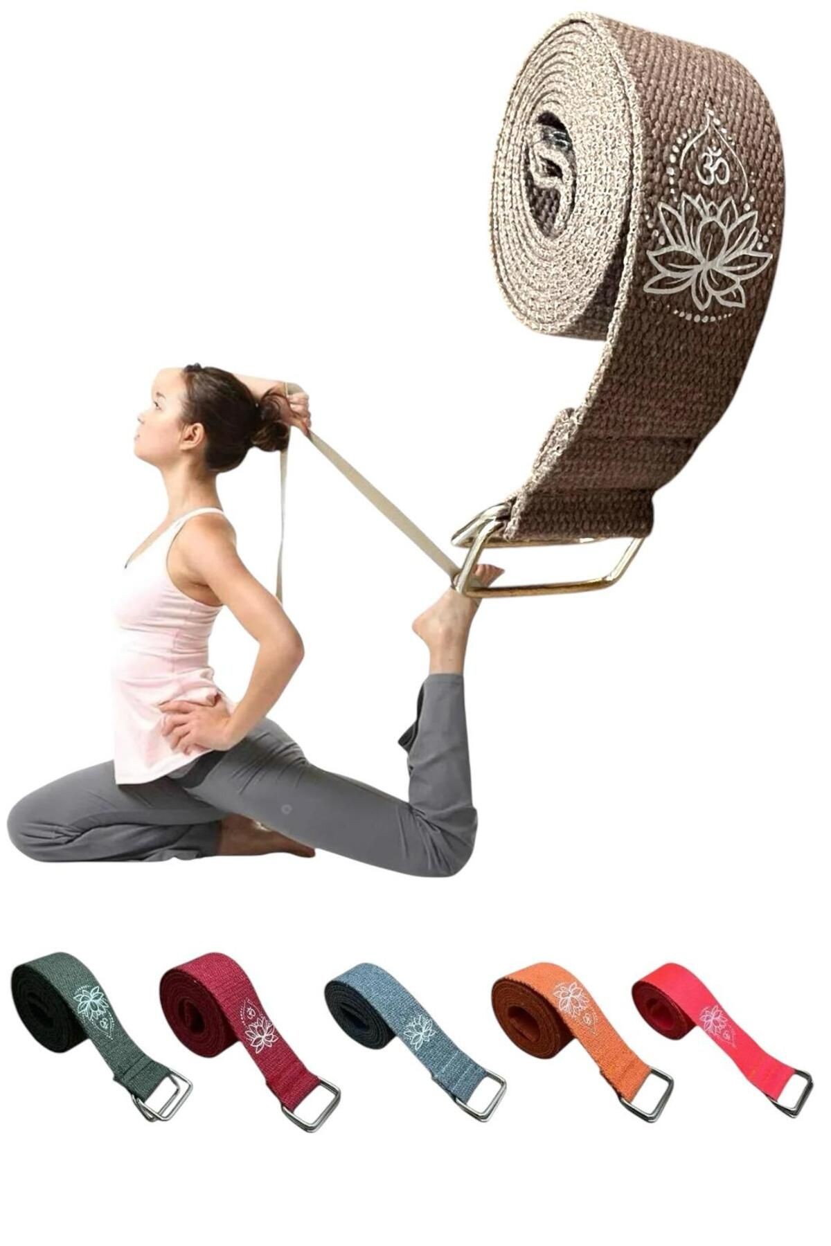 Yoga Kemeri  - Yoga Germe Kayışı - Lotus Baskılı Yoga Kemeri 180 Cm Çift Halkalı