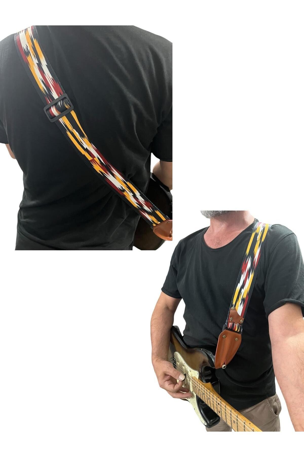 Hakiki Deri Askılıklı Gitar Askısı, Gitar Kayışı 5 Cm Kalınlık Max: 165 Uzunluk Cm Pena Hediyeli