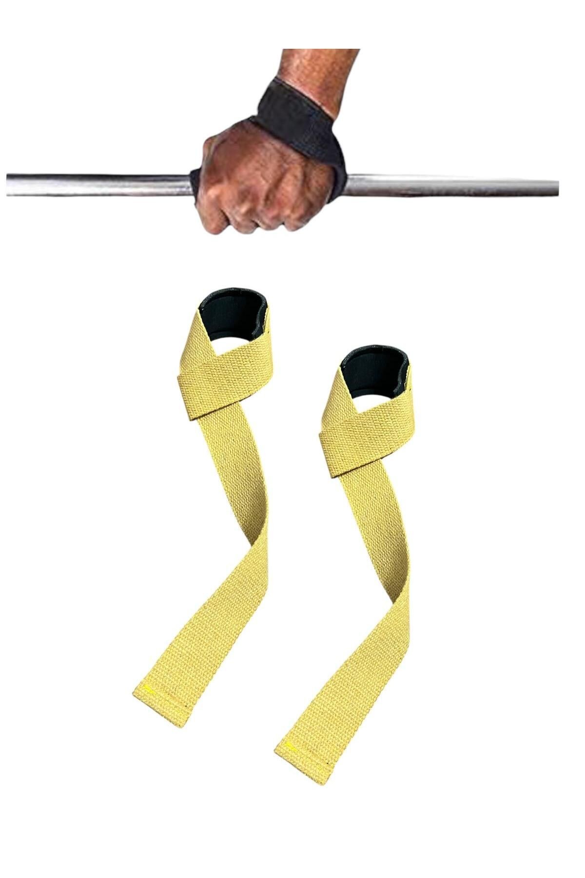 Deadlift Ağırlık Kaldırma Kayışı Strap Fitness Crossfit Ağırlık Kaldırma Kayışı Wrist Strap - sarı