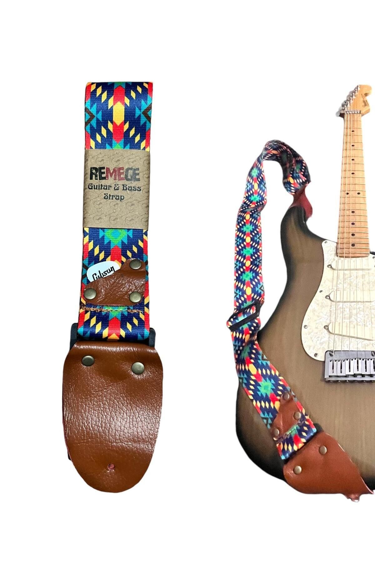 Hakiki Deri Askılıklı Gitar Askısı, Gitar Kayışı 5 Cm Kalınlık Max: 165 Uzunluk Cm Pena Hediyeli