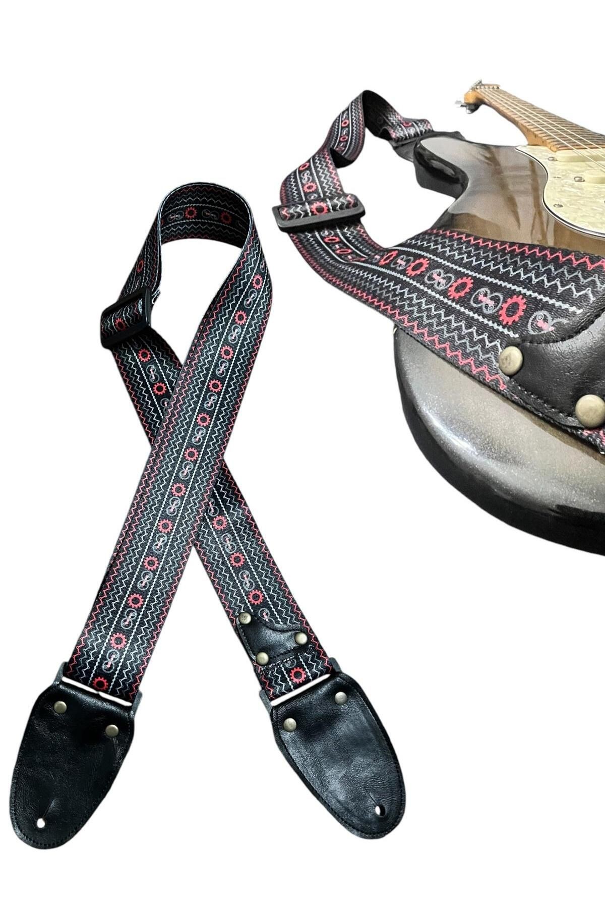 Hakiki Deri Askılıklı Gitar Askısı, Gitar Kayışı 5 Cm Kalınlık Max: 165 Uzunluk Cm Pena Hediyeli