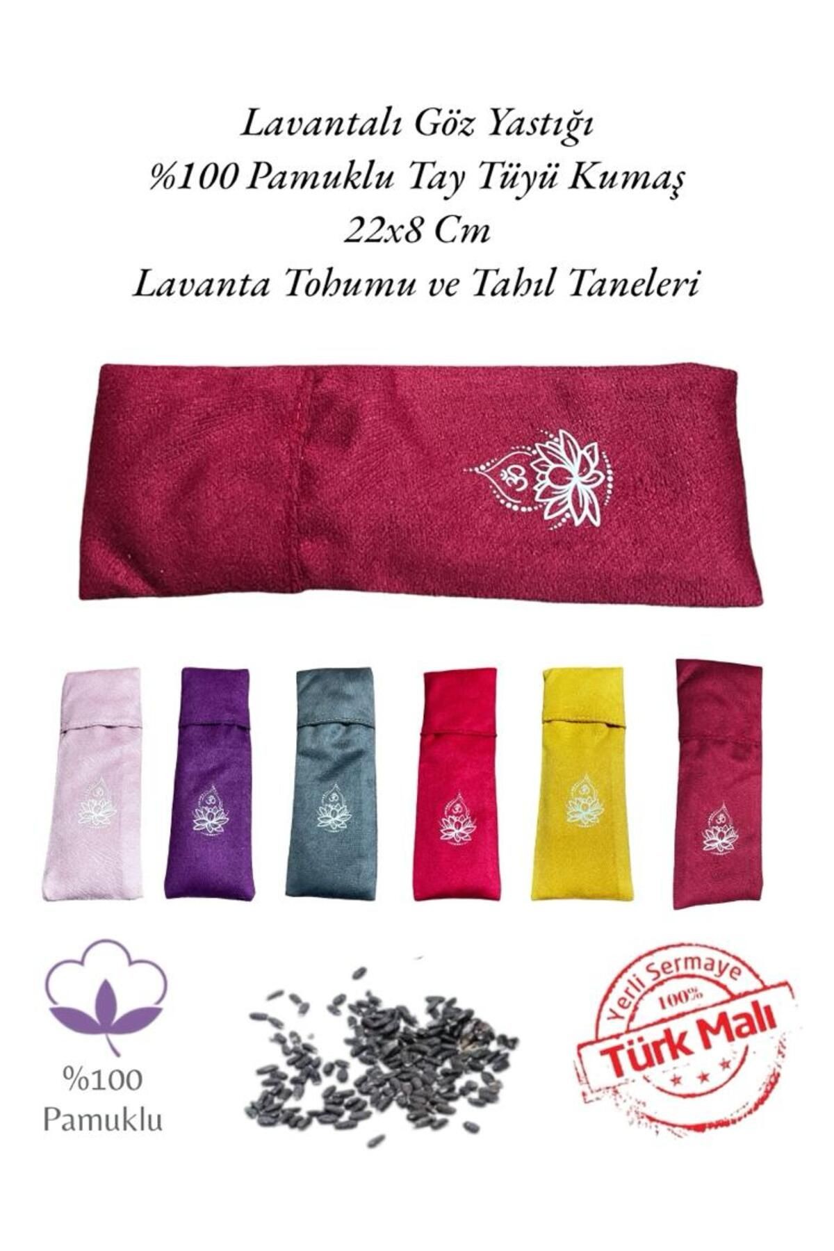 Yoga Göz Yastığı - Lotus Çiçeği Lavantalı Yoga Göz Yastığı - Yoga Dinlendirici Göz Bandı - bordo
