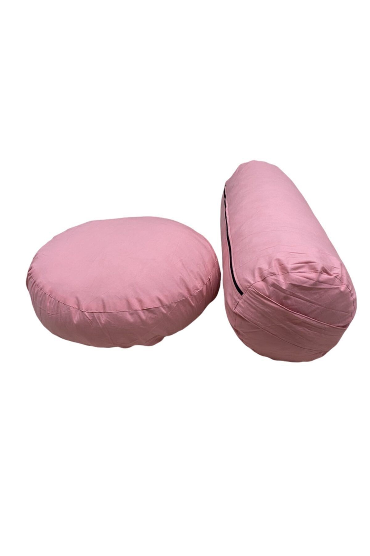 Bolster Minderi & Meditasyon Minderi - Ikili Set - Pembe