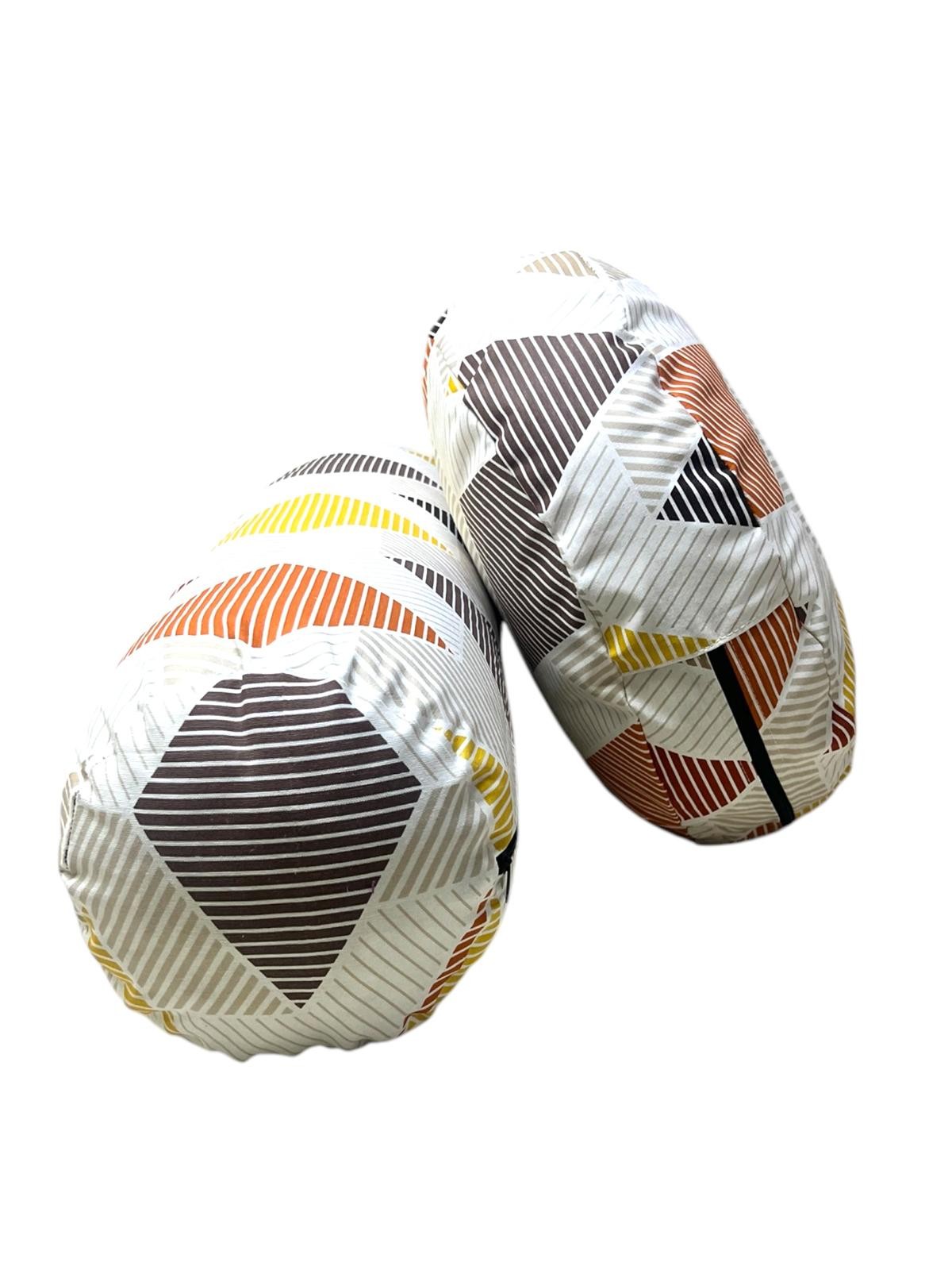 Meditasyon Minderi + Silindir Bolster Minderi Geometrik Desenli İkili Set