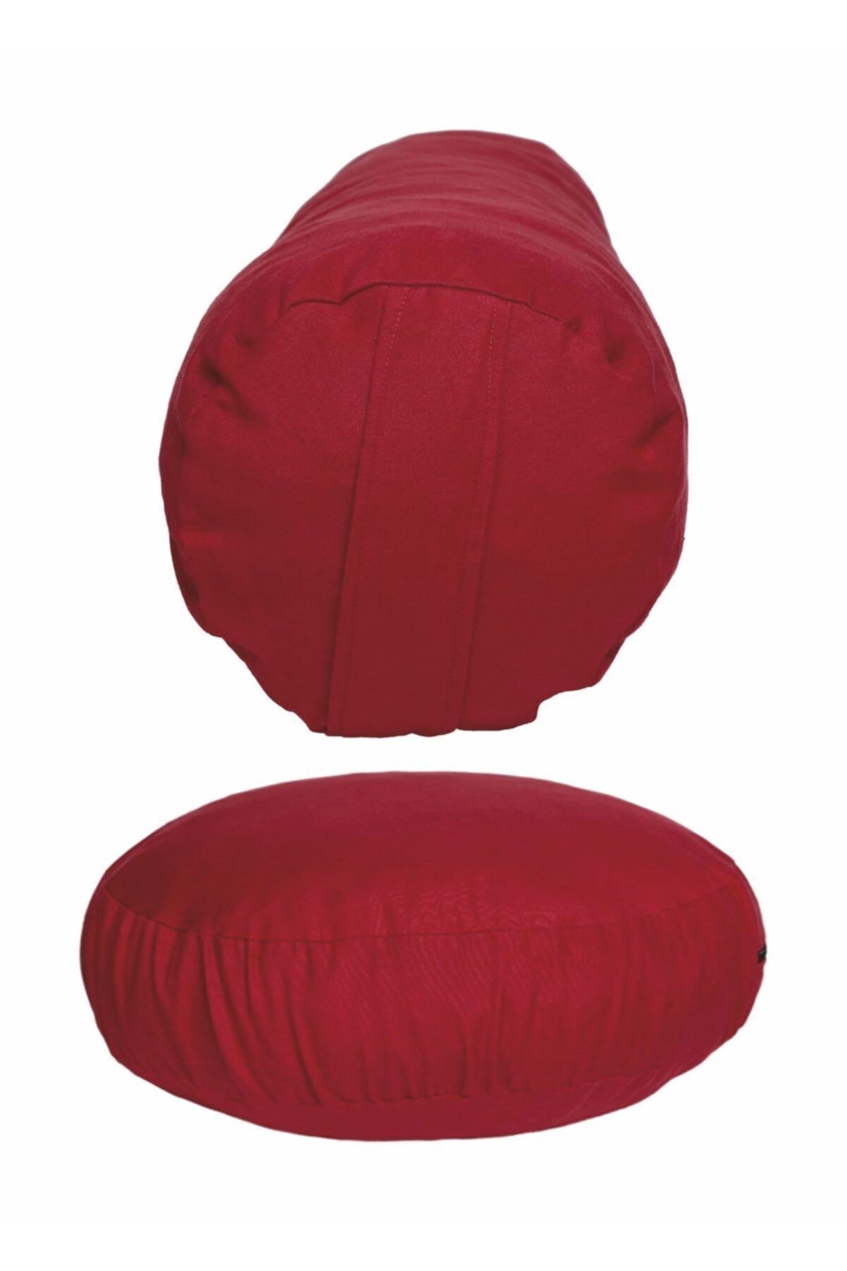 Organik Kabuk Dolgulu Meditasyon Minderi + Bolster Minderi Ikili Set - bordo