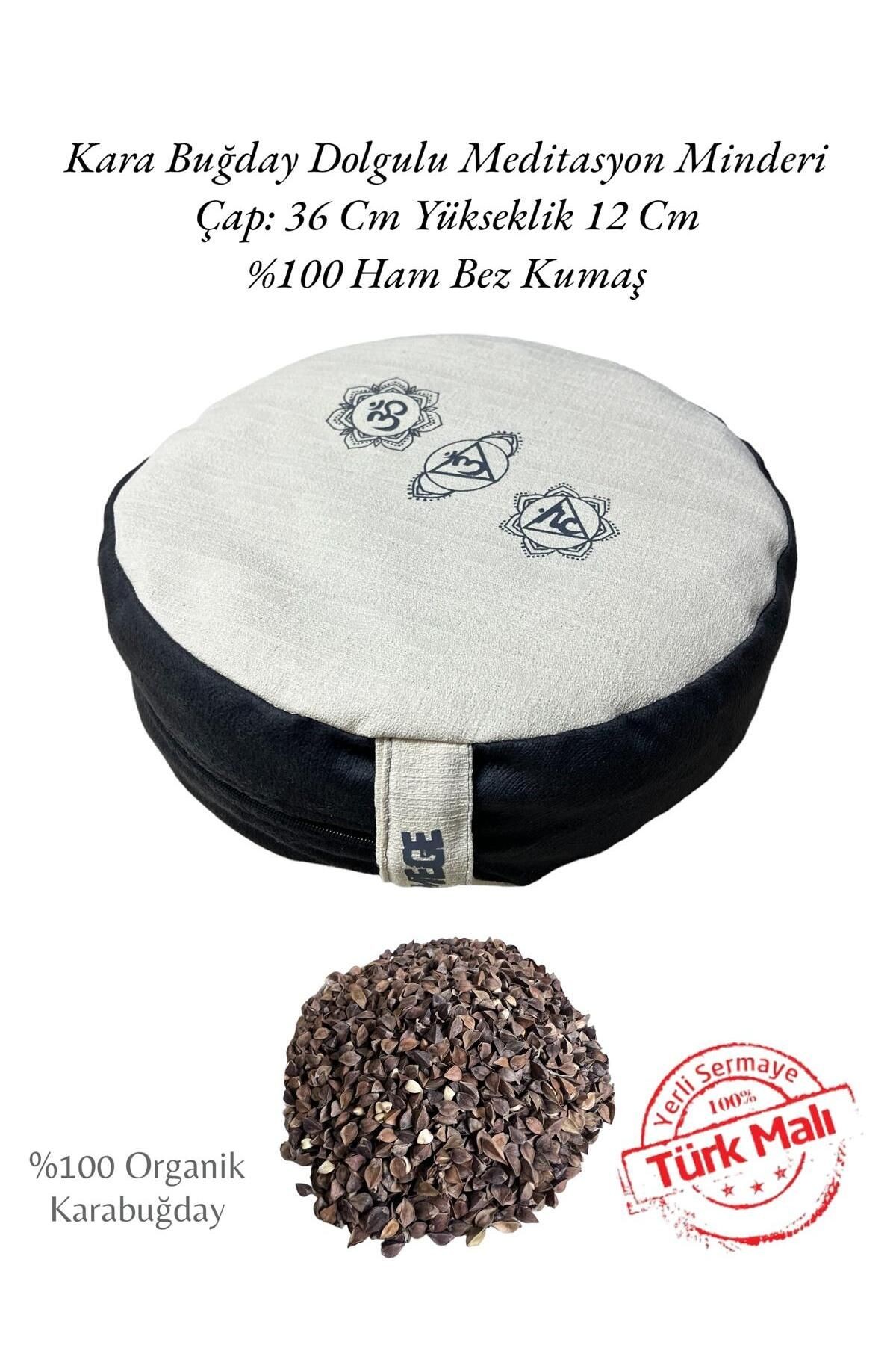 Karabuğday Dolgulu Zafu Meditasyon Minderi - %100 Doğal Ham Bez Meditasyon Minderi - antrasit
