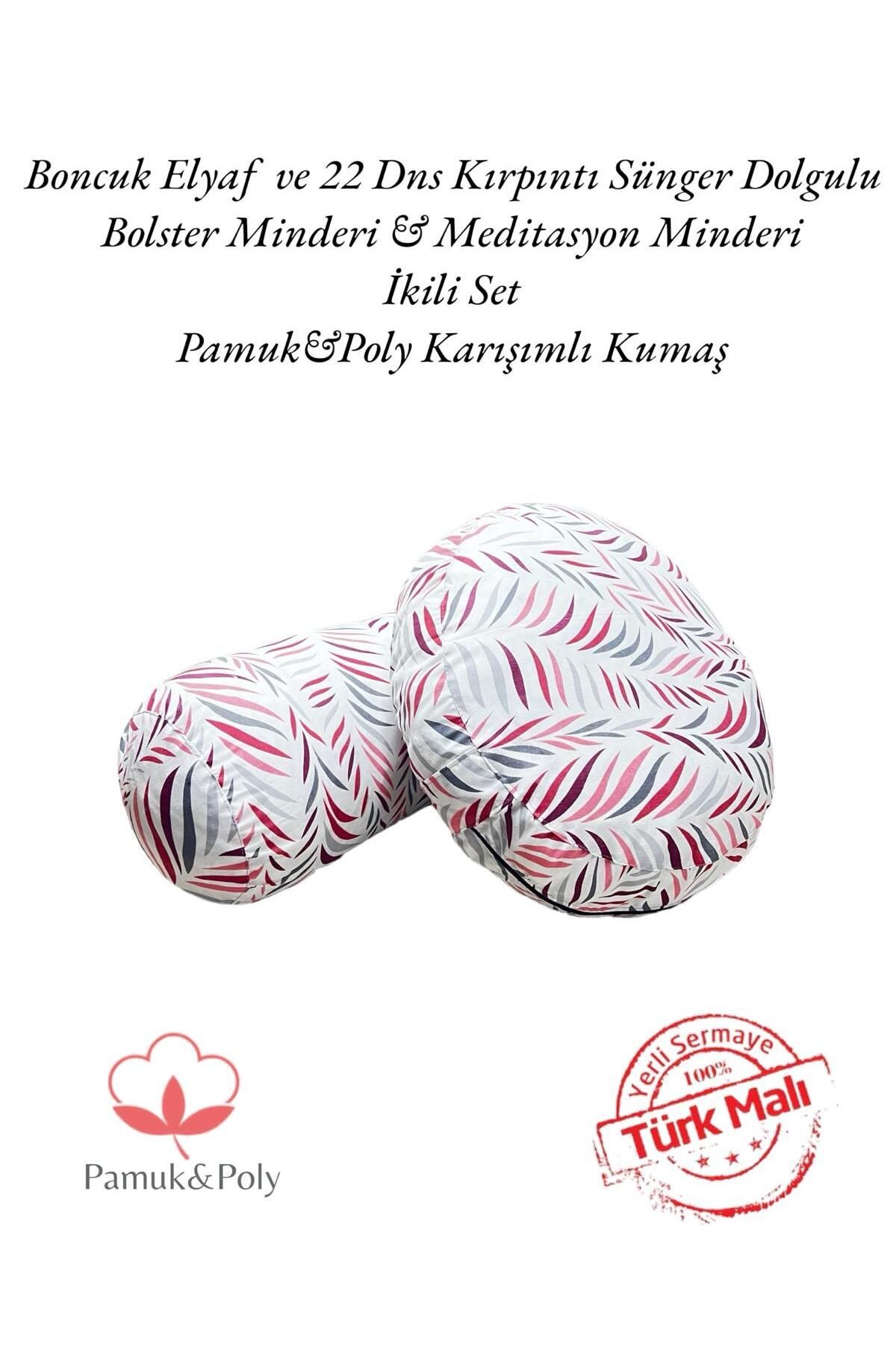 Meditasyon Minderi & Bolster Minderi İkili Set Pamuklu Kumaş - fuşya