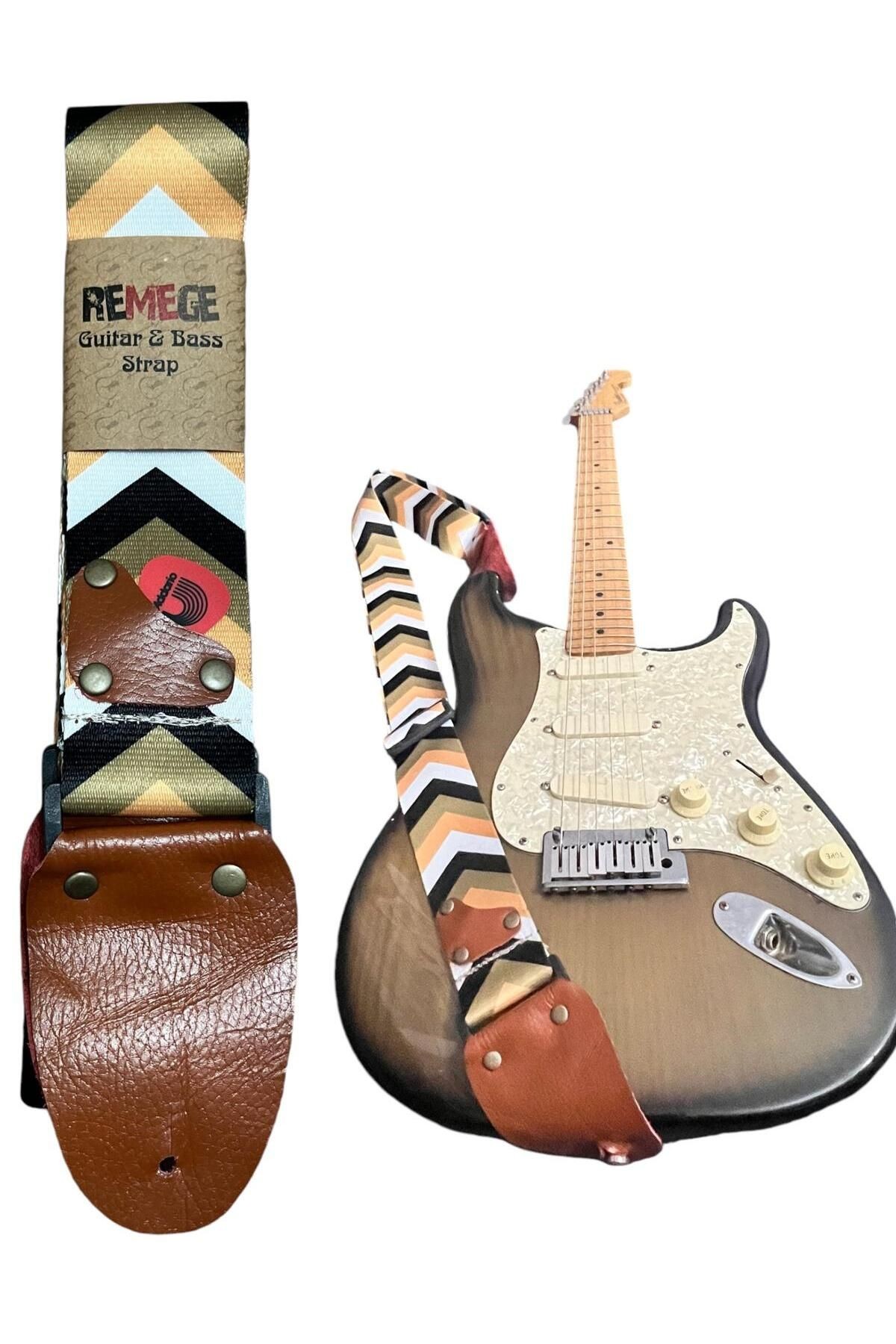 Hakiki Deri Askılıklı Gitar Askısı, Gitar Kayışı 5 Cm Kalınlık Max: 165 Uzunluk Cm Pena Hediyeli