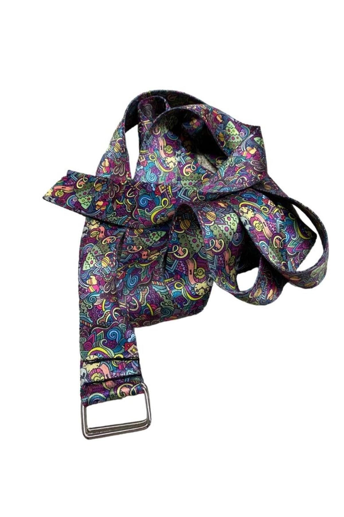 Yoga Kemeri - Desenli Metal Bağlantılı 200 Cm Yoga Kemeri - Yoga Kayışı