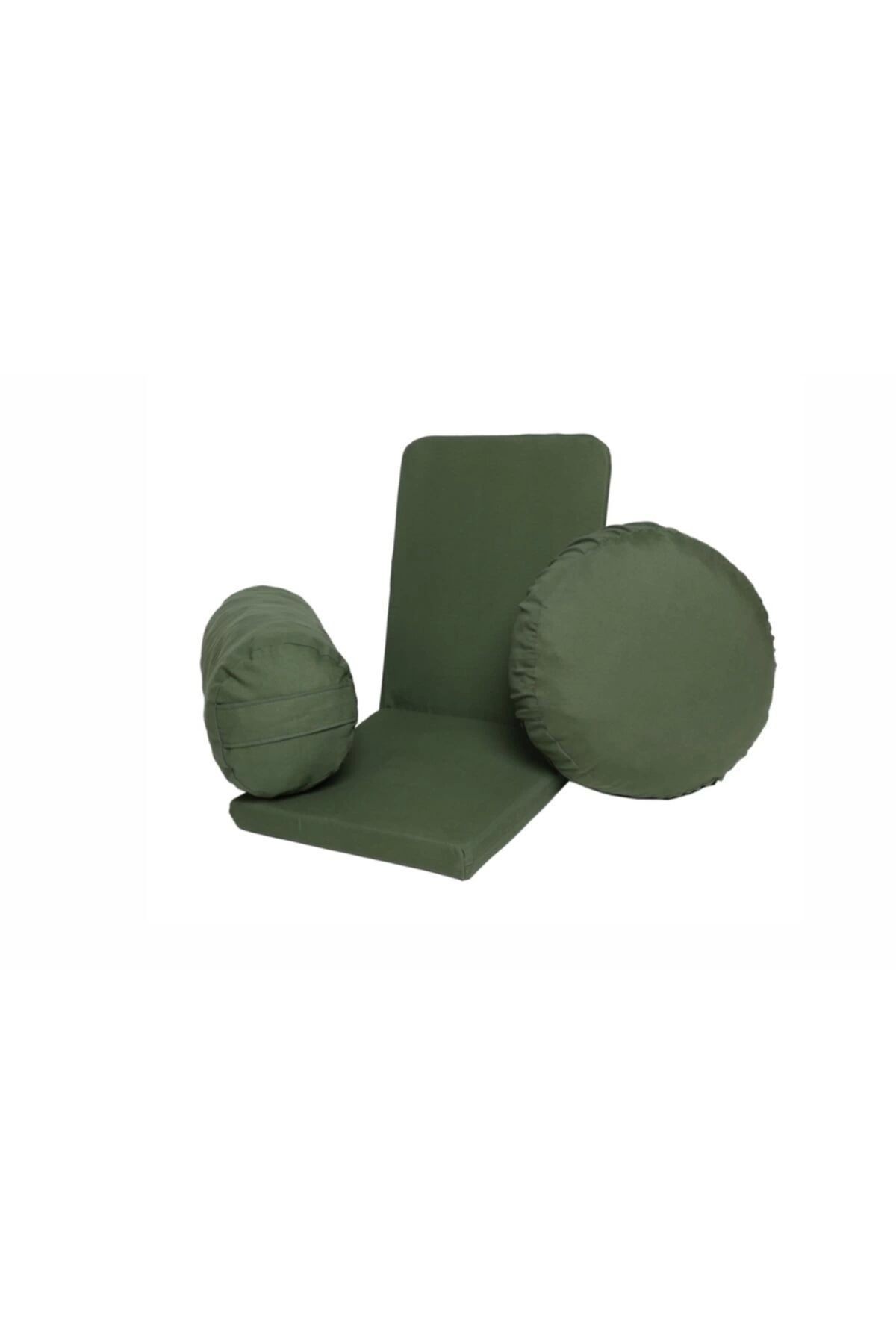 Meditasyon Minderi Meditasyon Sandalyesi Bolster Minderi Üçlü Set - yeşil