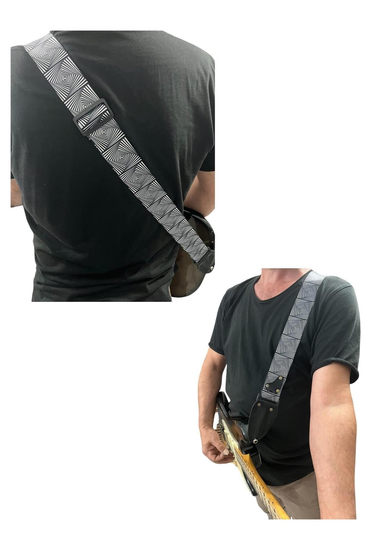 Hakiki Deri Askılıklı Gitar Askısı, Gitar Kayışı 5 Cm Kalınlık Max: 165 Uzunluk Cm Pena Hediyeli