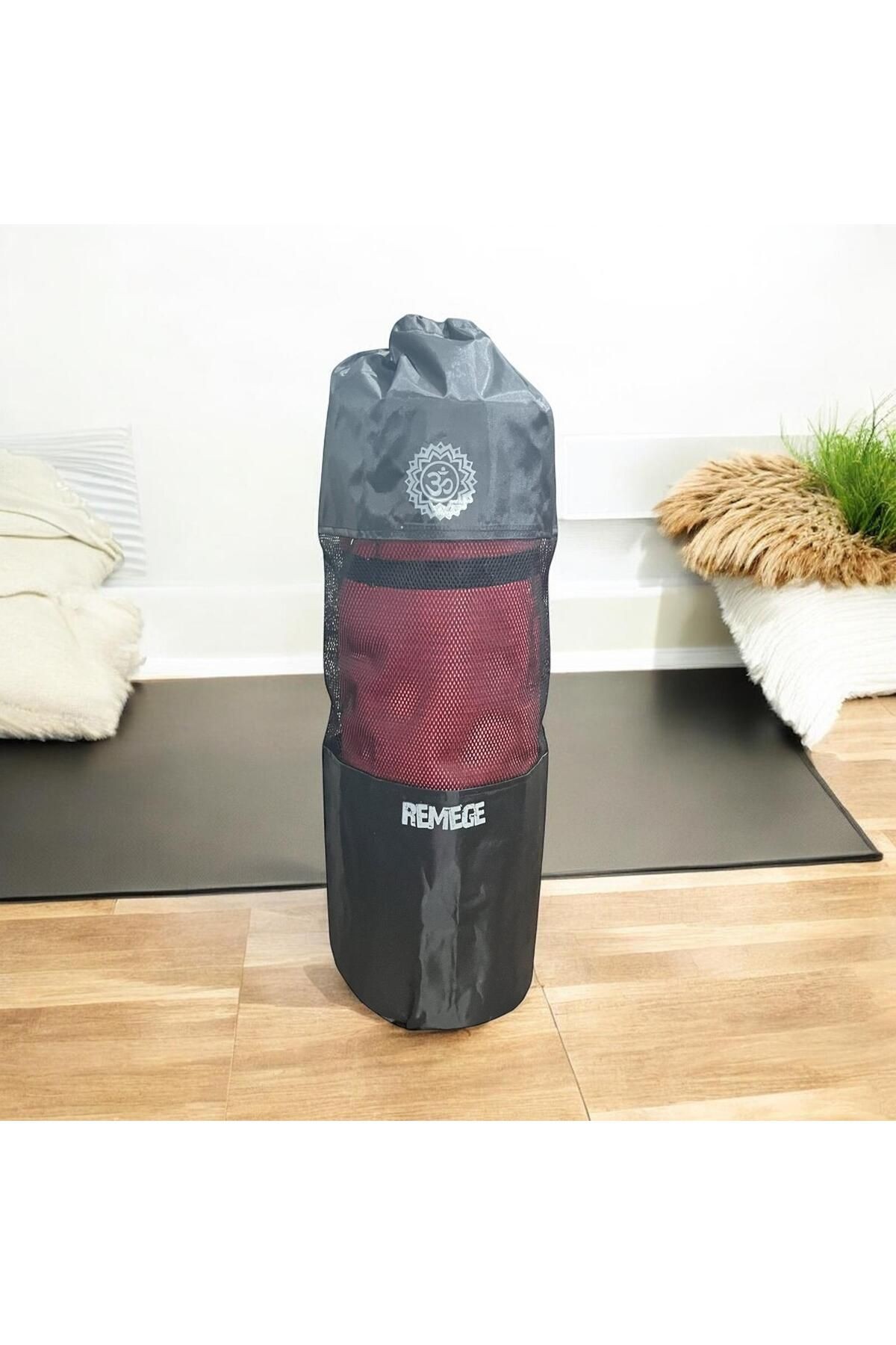 Mat Taşıma Çantası İmperteks Kumaş Yoga Matı Çantası Ohm Baskılı - 16 Mm Matlara Kadar Taşır - siyah