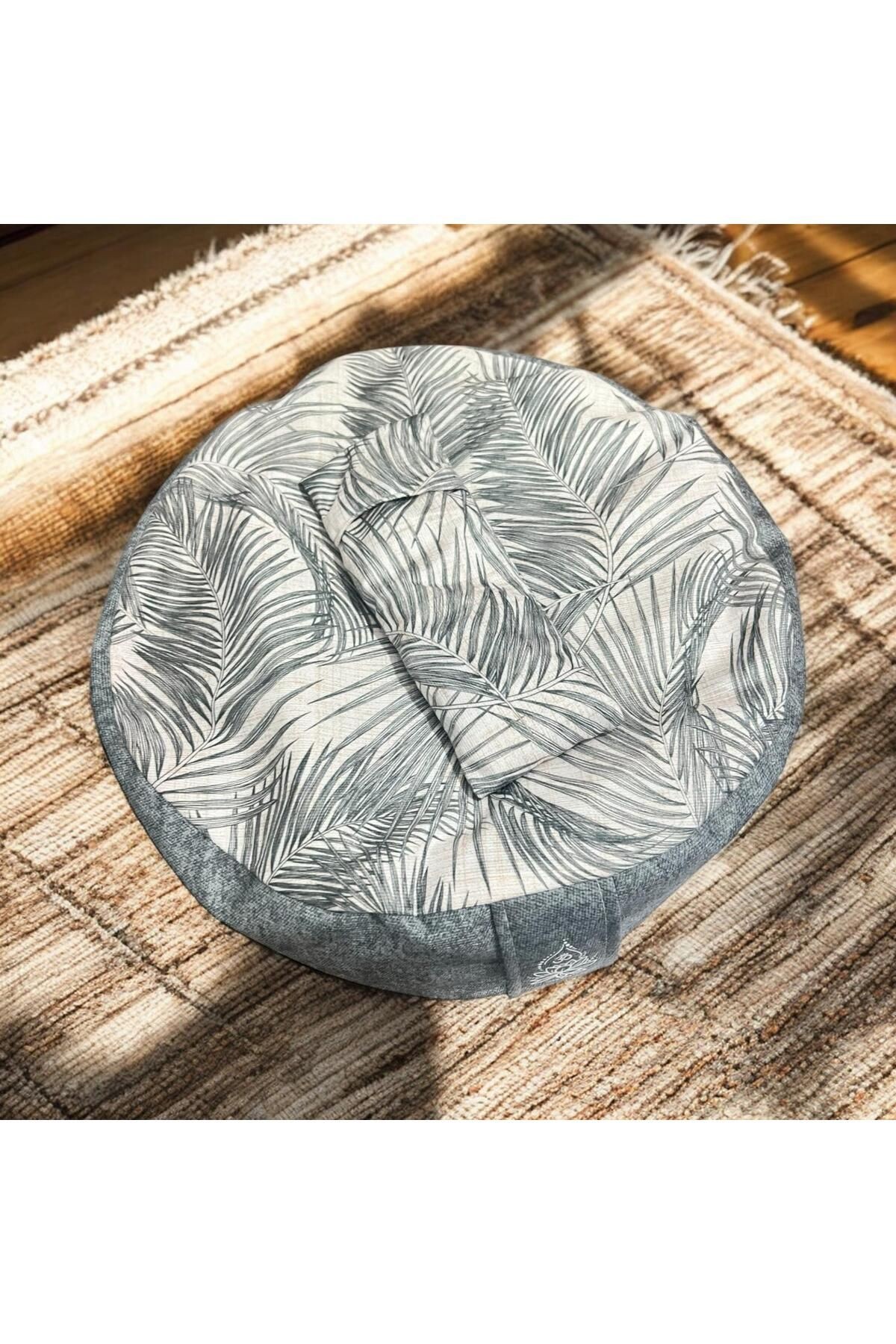 Pamuklu Raşel Kumaş Karabuğday Dolgulu Zafu Meditasyon Minderi & Lavantalı Karabuğday Göz Yastığı
