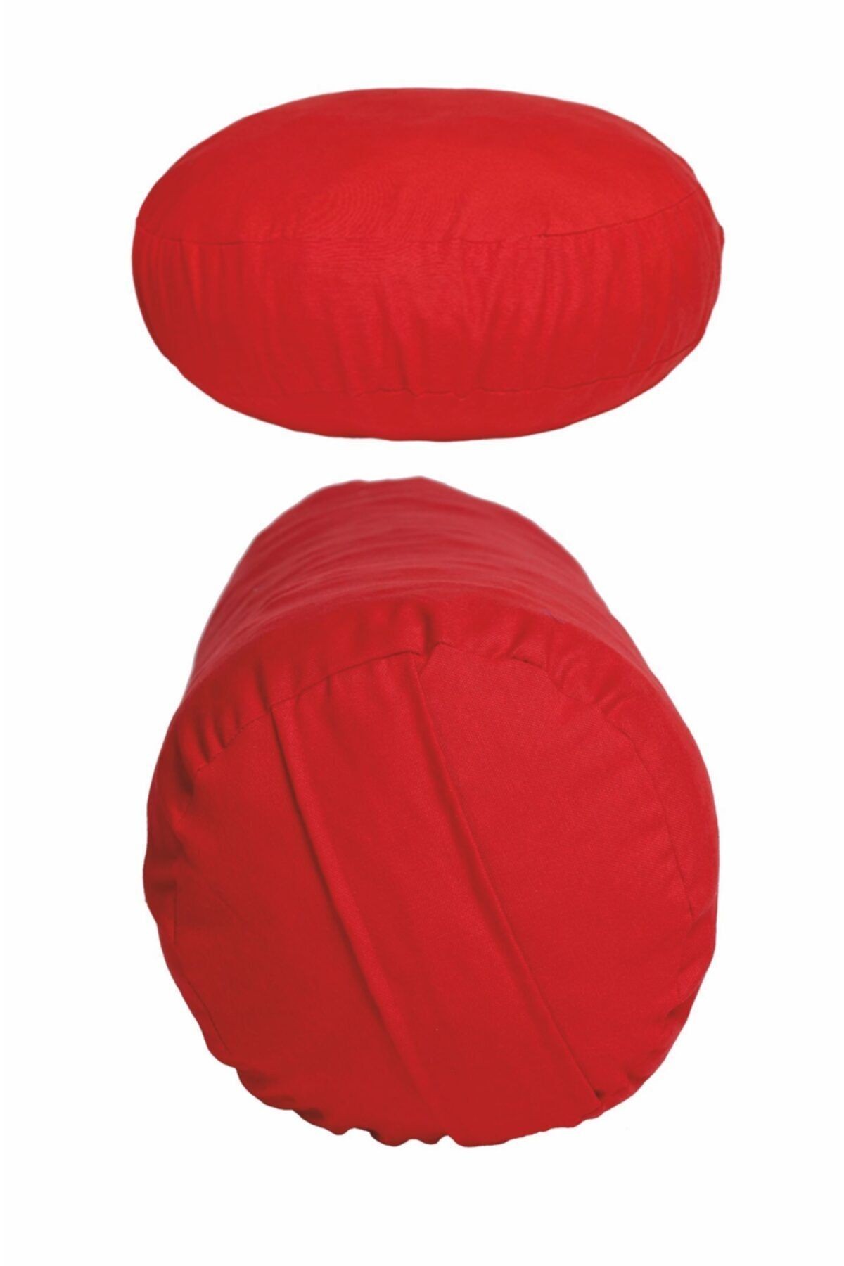 Organik Kabuk Dolgulu Meditasyon Minderi + Bolster Minderi Ikili Set - kırmızı