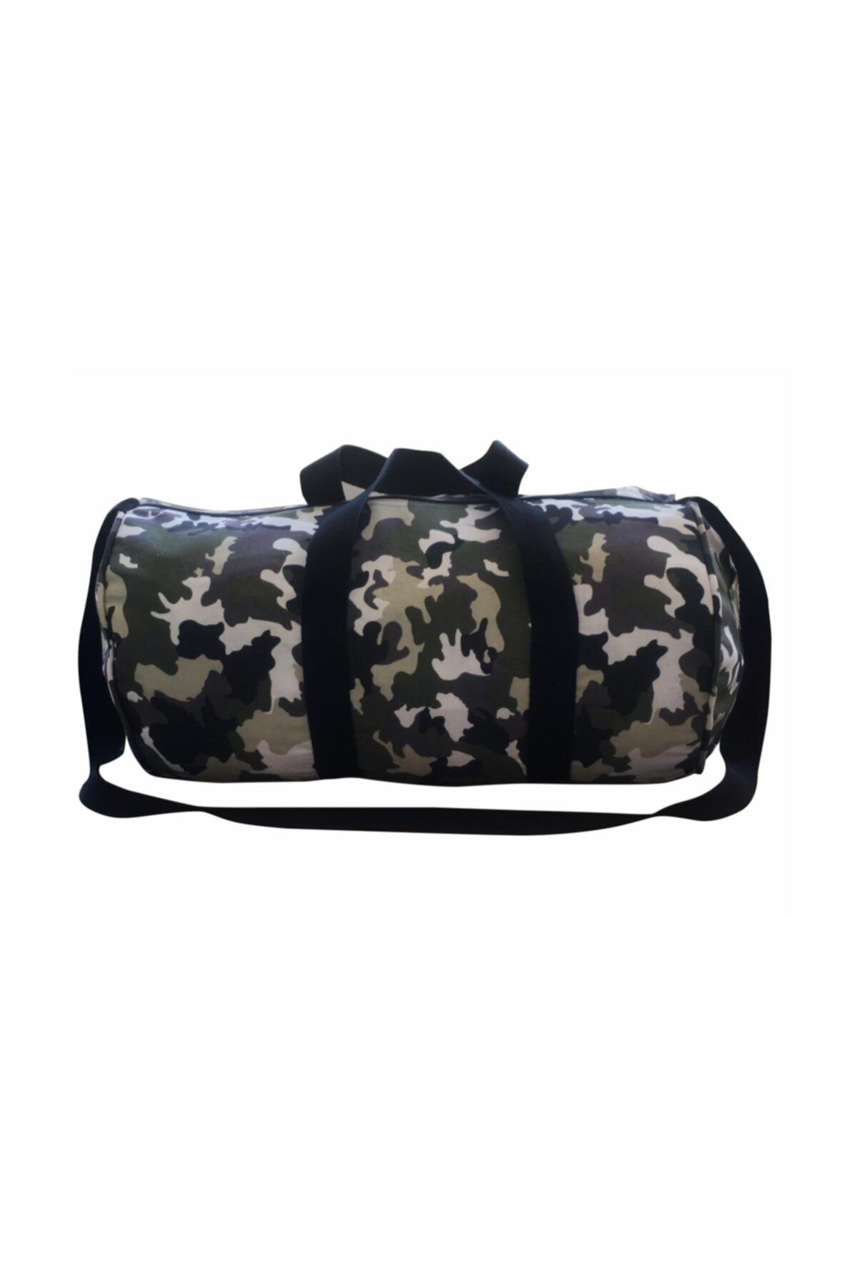 Silindir Spor Çanta Fitness Çanta Omuz Askılı 52 Cm Seyahat Çantası Duffel Çanta Kamuflaj Çanta