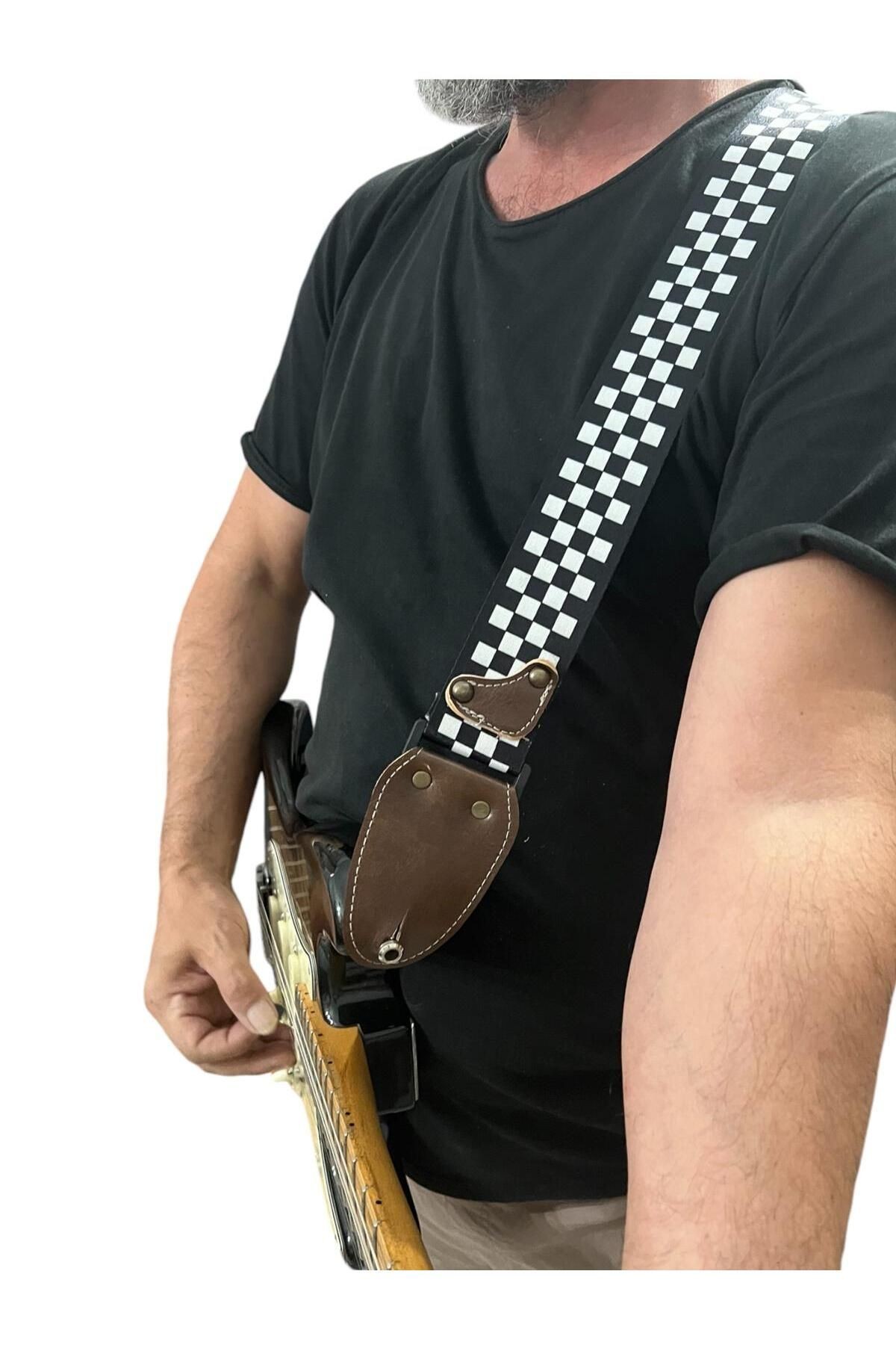 Gitar Askısı, Gitar Omuz Askısı Gitar Kayışı 5 Cm Kalınlık Max: 165 Cm Pena Hediyeli Kahve Askılıklı