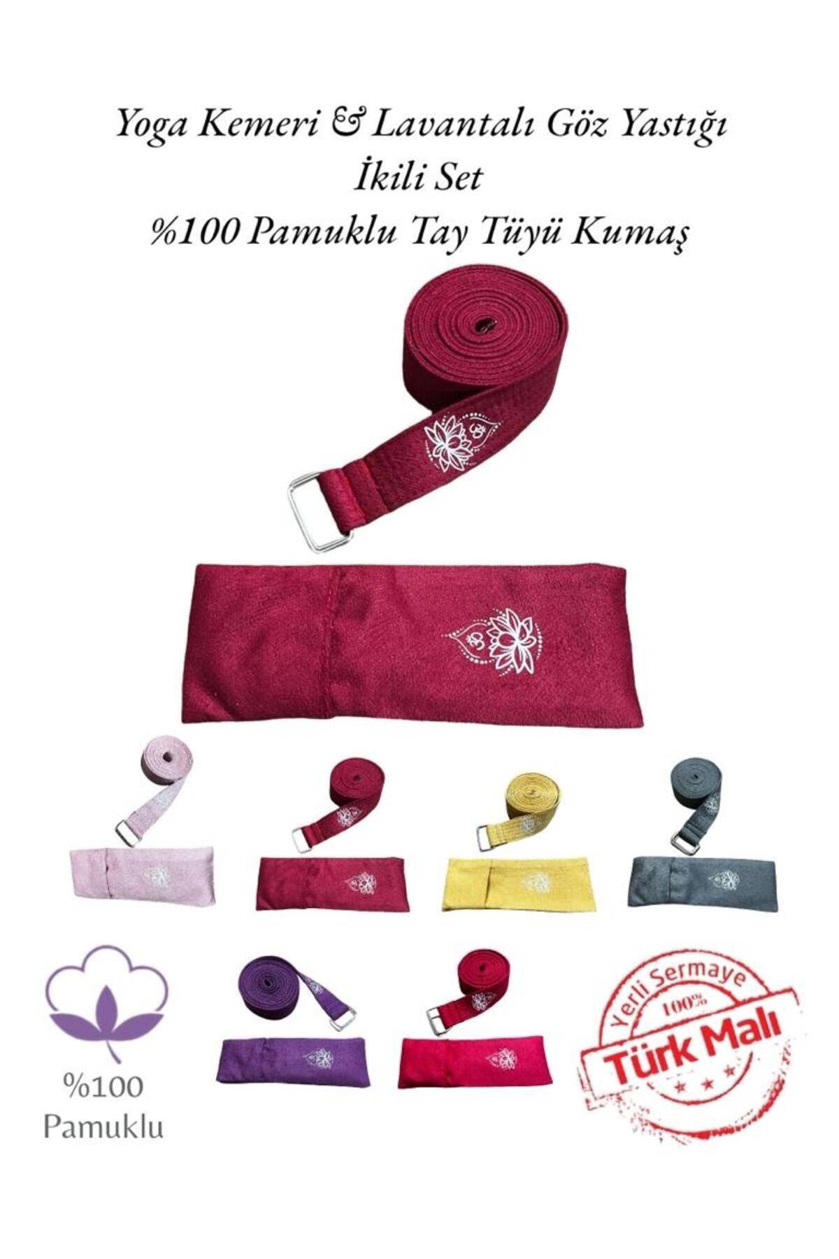 Yoga Kemeri & Yoga Göz Yastığı İkili Set Yoga Meditasyon Ekipmanları - bordo