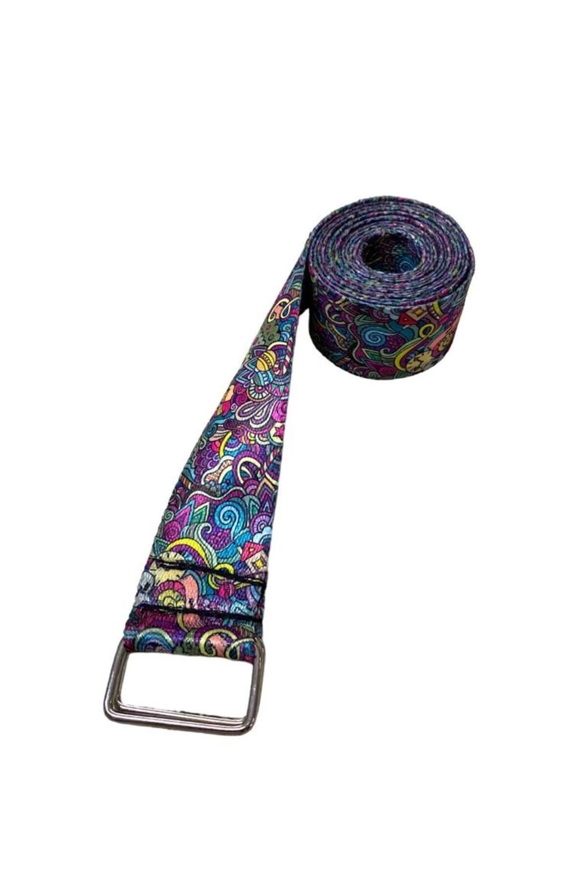 Yoga Kemeri - Desenli Metal Bağlantılı 200 Cm Yoga Kemeri - Yoga Kayışı