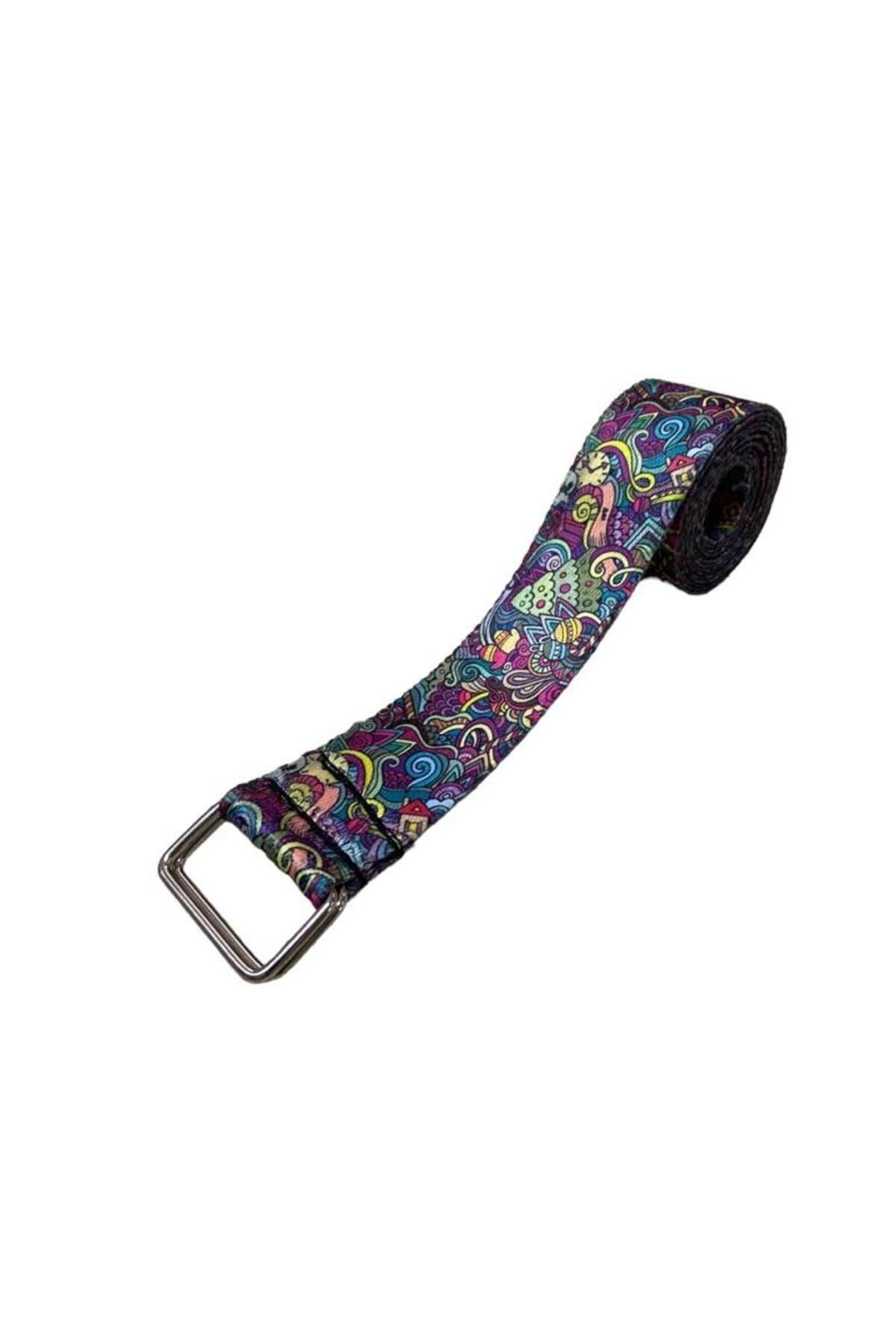 Yoga Kemeri - Desenli Metal Bağlantılı 200 Cm Yoga Kemeri - Yoga Kayışı