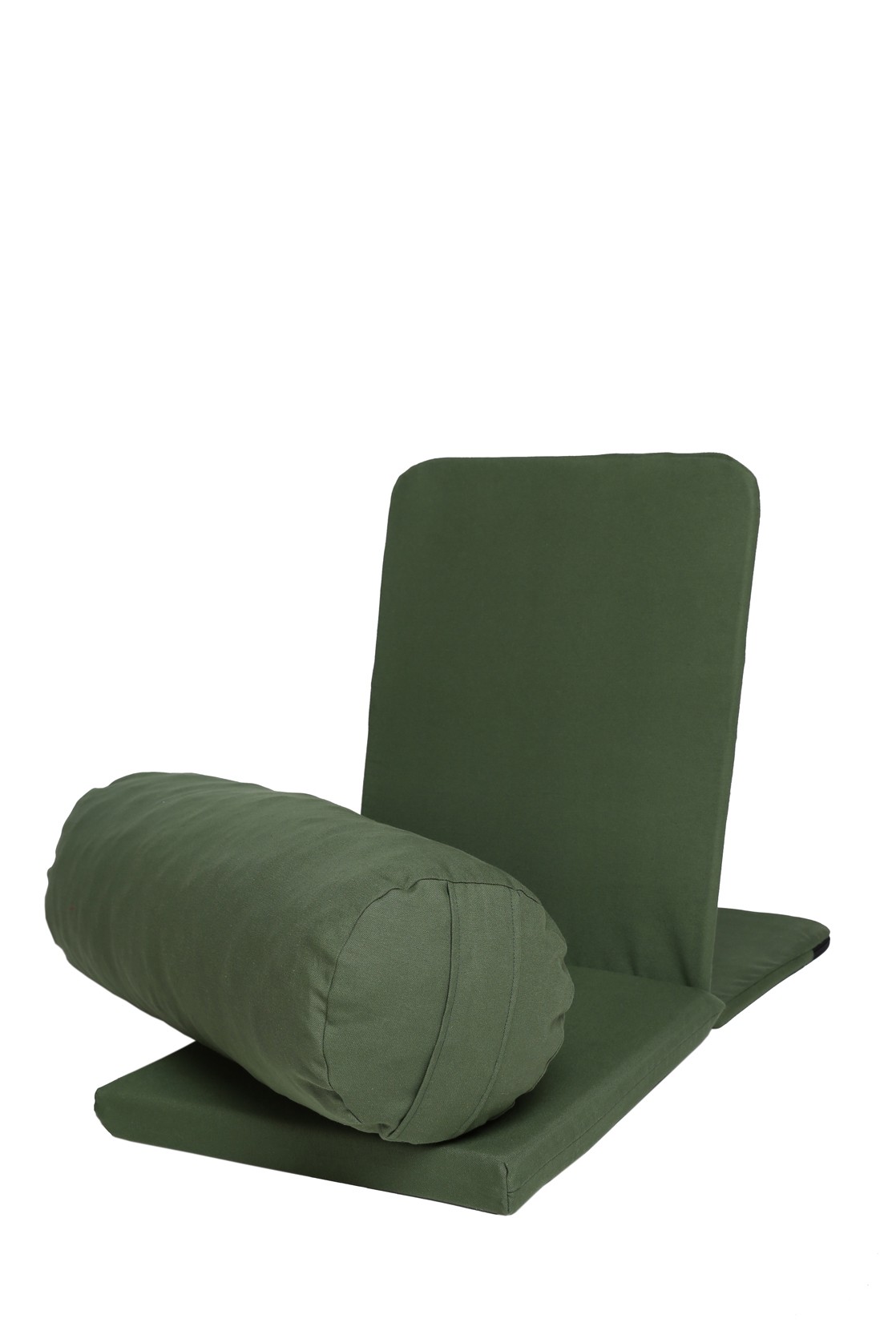 Meditasyon Sandalyesi (Backjack) + Silindir Yoga Bolster Minderi İkili Set / Duck Kumaş - yeşil