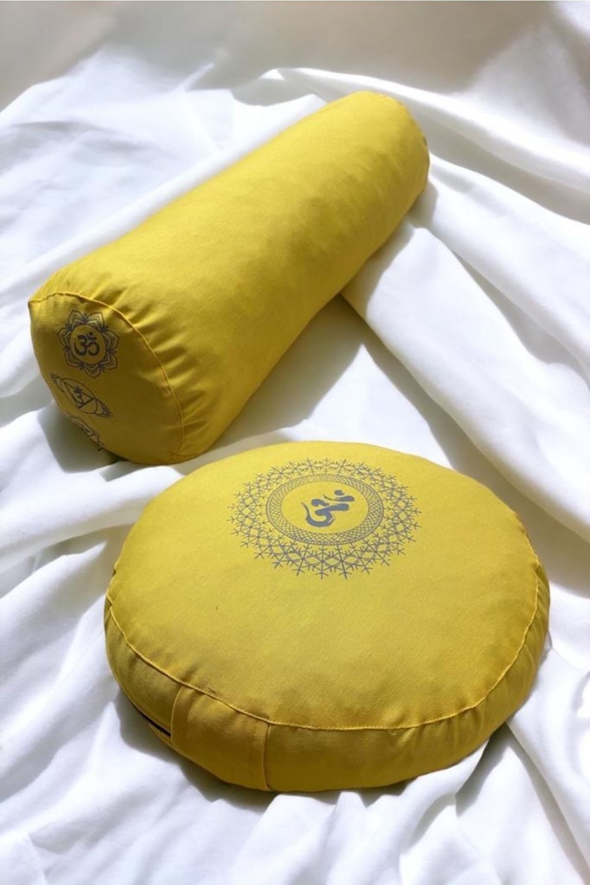 Meditasyon Minderi & Bolster Minderi - Baskılı Yeni Sezon Özel Seri - sarı