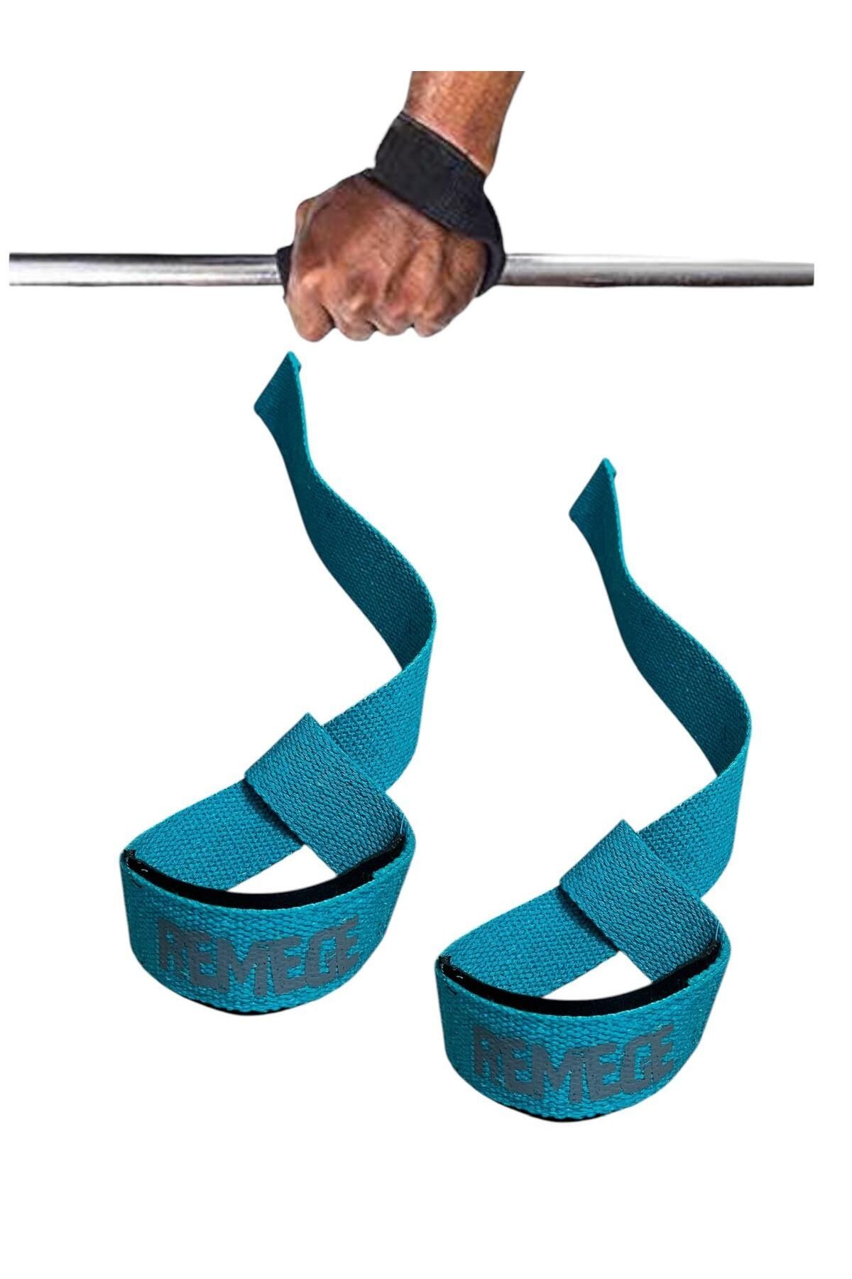 Deadlift Ağırlık Kaldırma Kayışı Halter Strap Fitness Crossfit Ağırlık Kaldırma Kayışı / Wrist Strap - turkuaz mavi