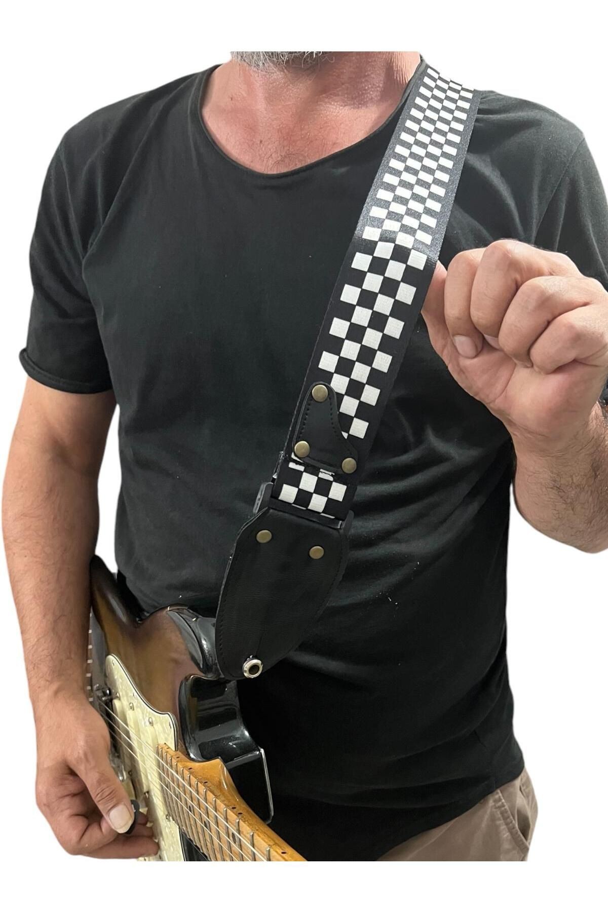 Hakiki Deri Askılıklı Gitar Askısı, Gitar Kayışı 5 Cm Kalınlık Max: 165 Uzunluk Cm Pena Hediyeli