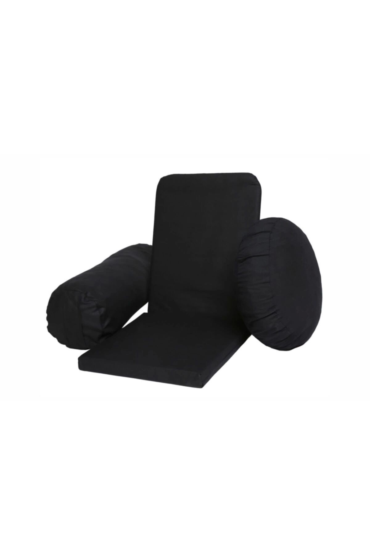 Meditasyon Minderi Meditasyon Sandalyesi Bolster Minderi Üçlü Set - siyah