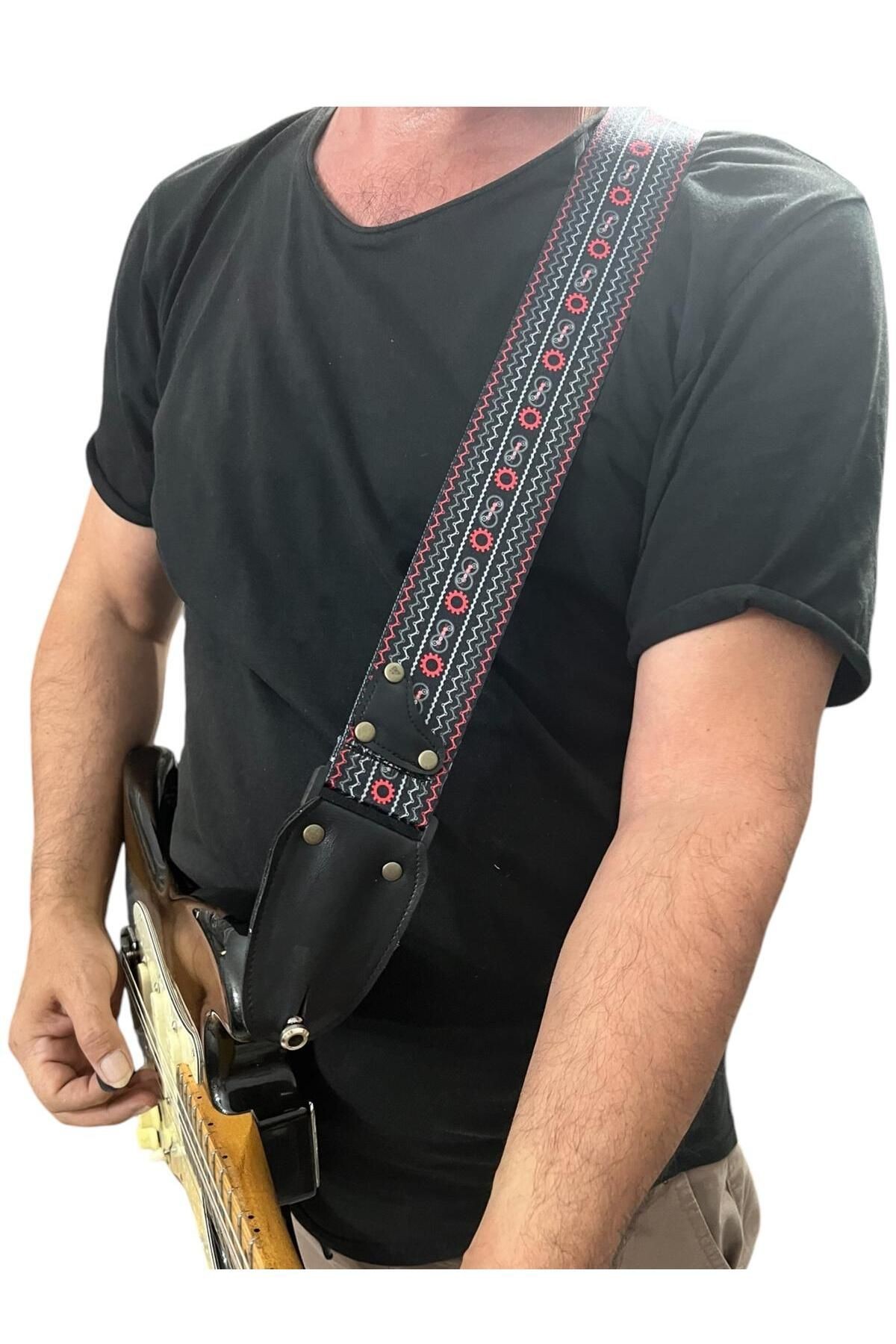 Hakiki Deri Askılıklı Gitar Askısı, Gitar Kayışı 5 Cm Kalınlık Max: 165 Uzunluk Cm Pena Hediyeli