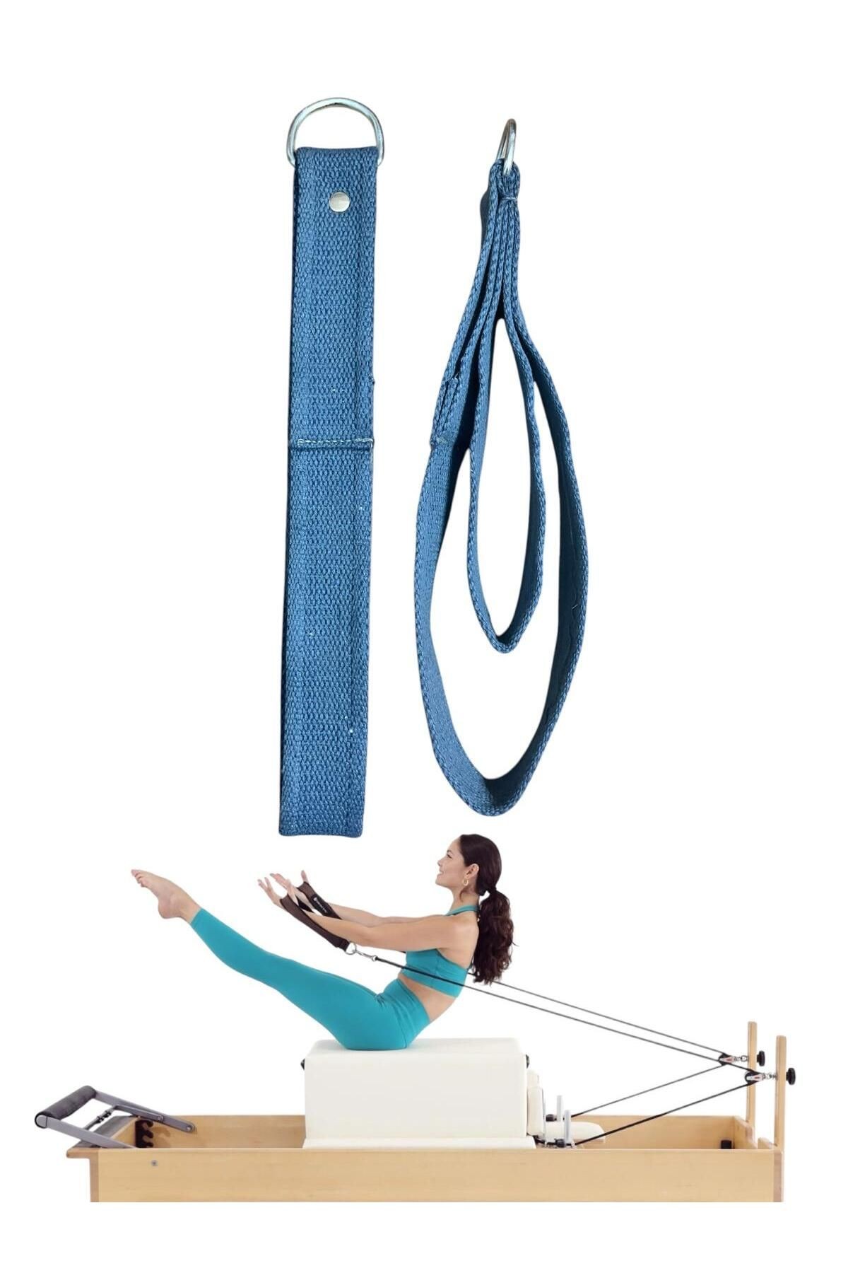 1 Çift Siyah-Beyaz Pilates Reformer Halatı +  1 Çift Pilates Reformer Elcik Straps - İkili Set