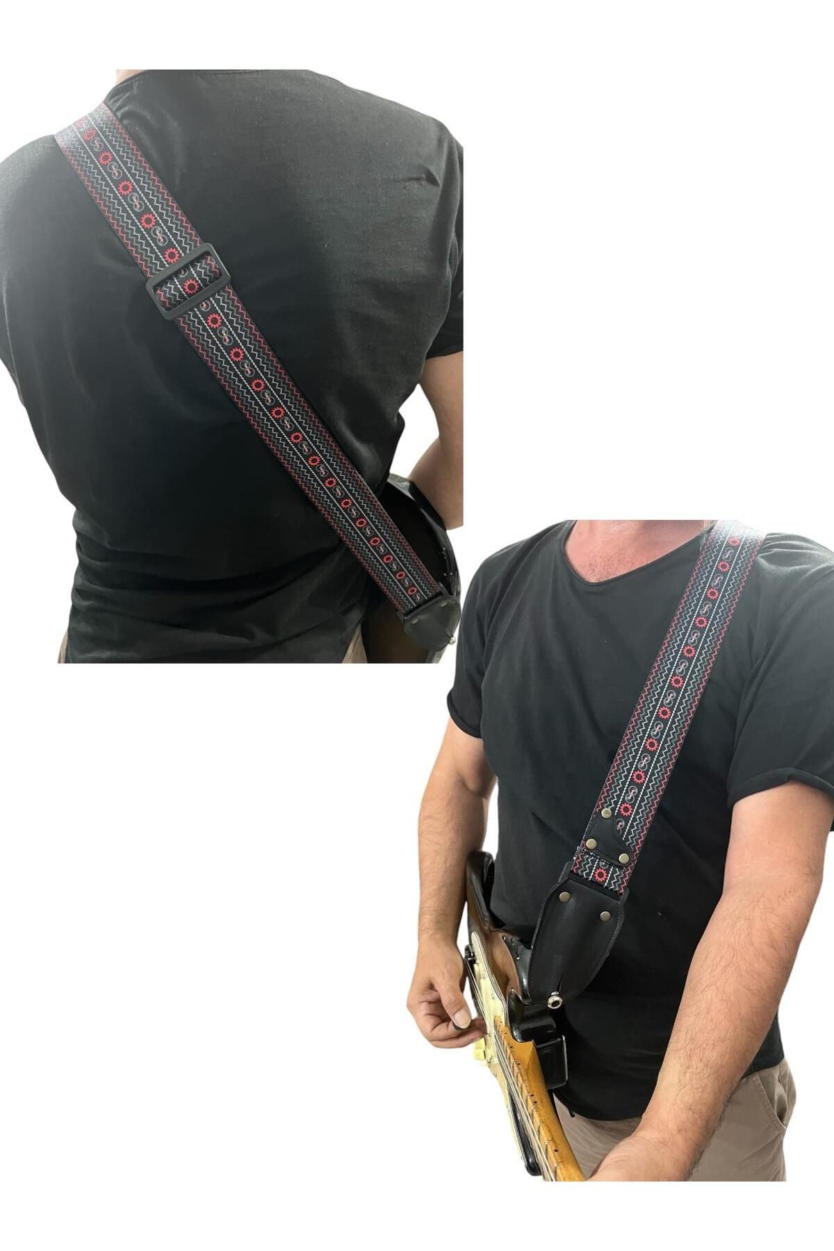 Hakiki Deri Askılıklı Gitar Askısı, Gitar Kayışı 5 Cm Kalınlık Max: 165 Uzunluk Cm Pena Hediyeli