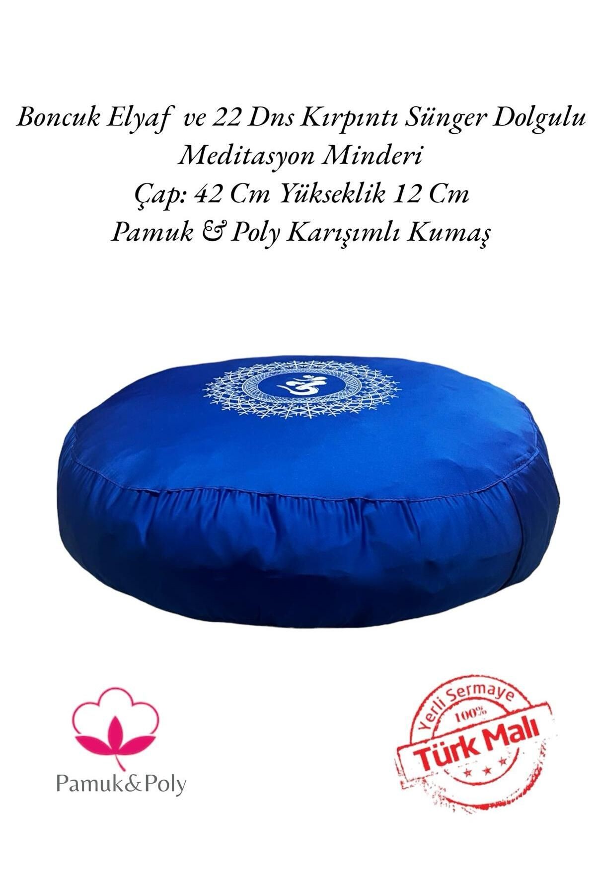 Meditasyon Minderi - Yuvarlak Meditasyon Minderi - Yoga Minderi - saks mavi